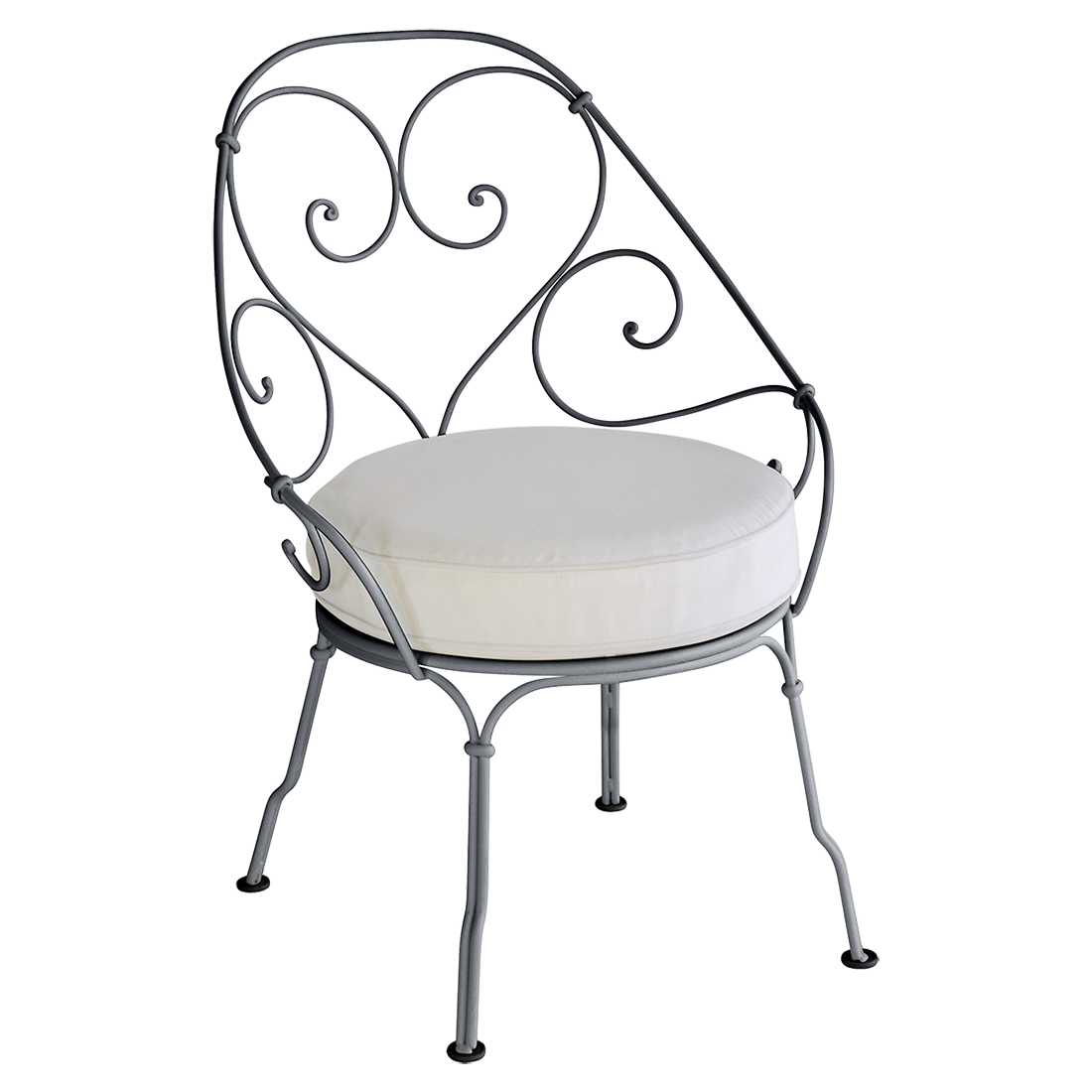 Fauteuil Cabriolet 1900 avec Coussin 79-Gris flanelle inclus