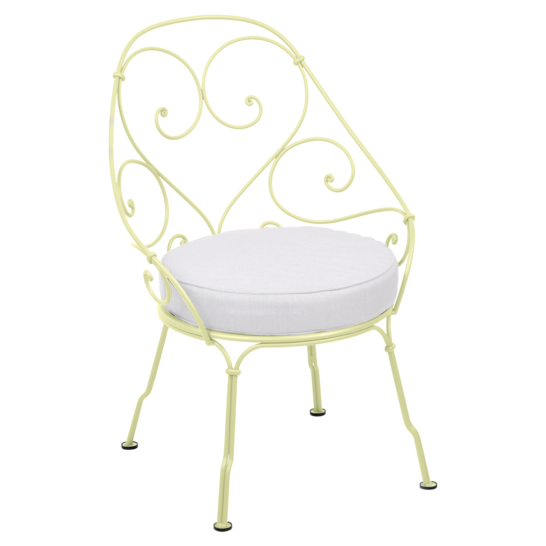 Fauteuil Cabriolet 1900 avec Coussin 81-Blanc grisé inclus
