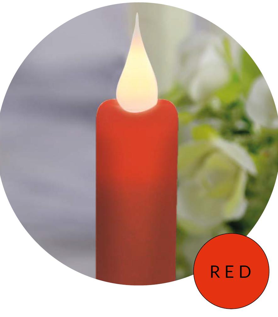 2 Chandelles rouges LED Lucie Flamme 3D