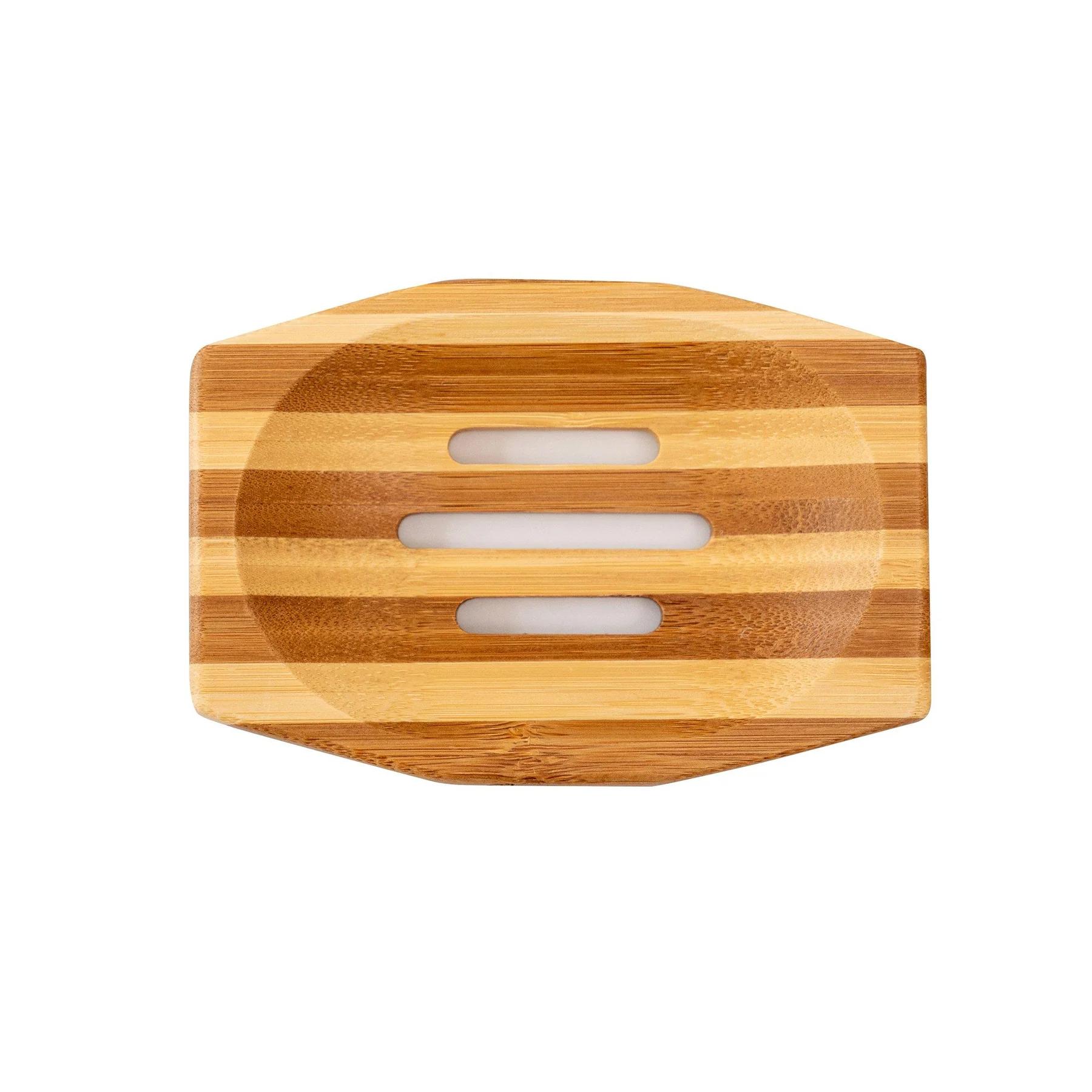 Porte-Savon strié en Bambou rect. ECOB138