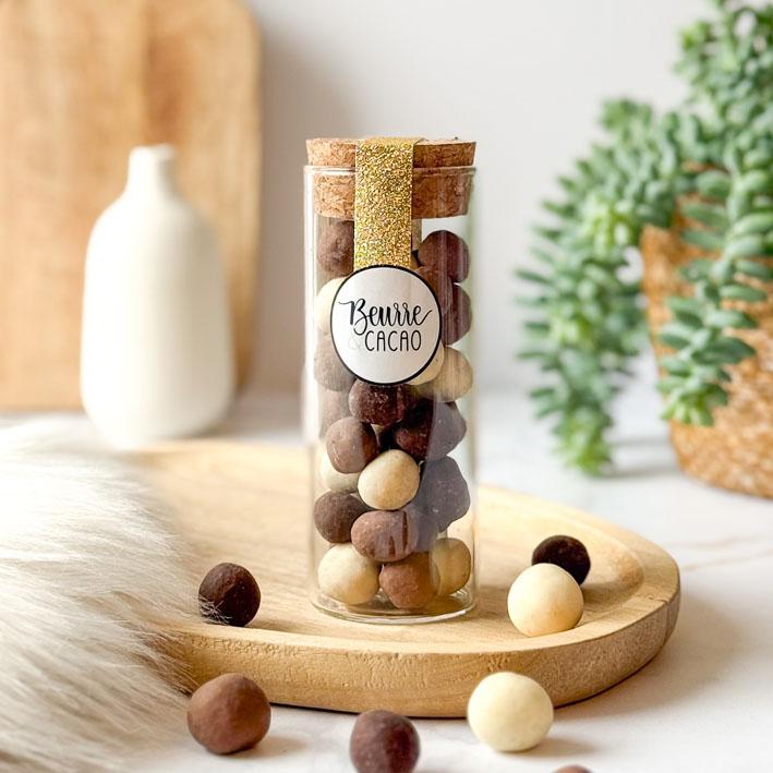 Fiole noisettes enrobées 3 chocolats (75g)