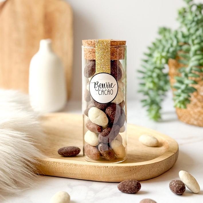 Fiole amandes enrobées 3 chocolats (95g)