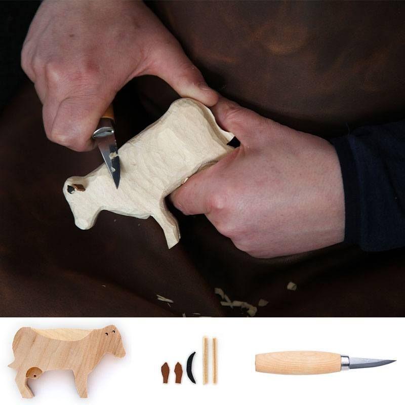 Vache suisse set de sculpture sur bois 