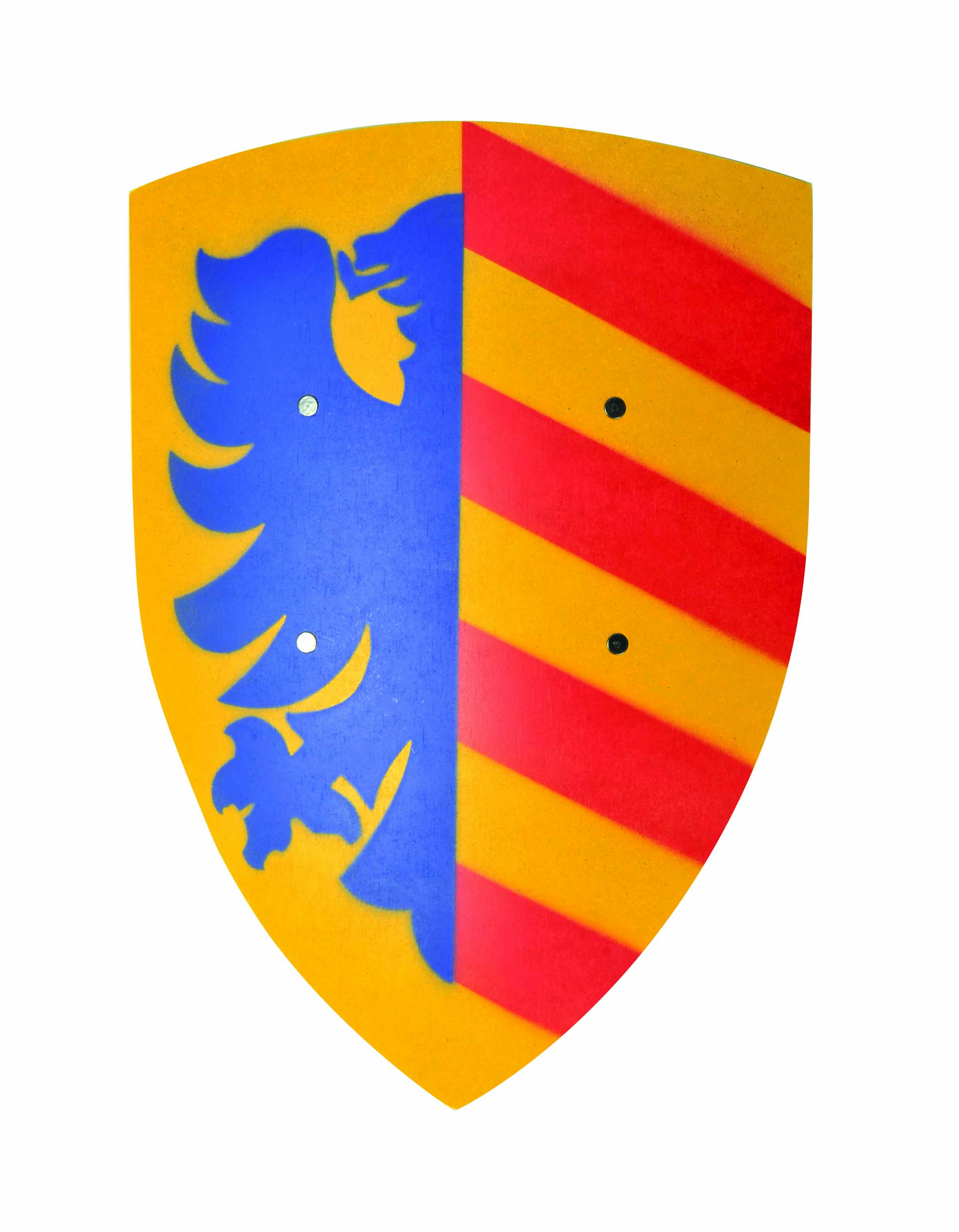 Bouclier Lancelot bleu/jaune, 36/50 cm, courbé