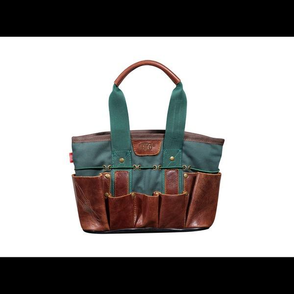 Sac de jardinage rouge et en cuir 25 x 20 x 10 cm