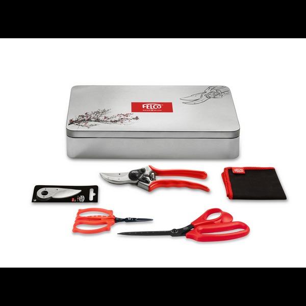 Coffret Premium pour Fleuristes contient : FELCO 2 + 2/3 + 2/30 + F420 + F455