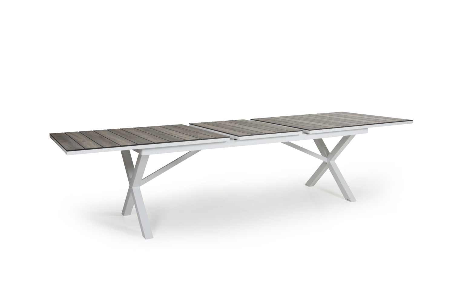 Table Hillmond HPL rectangulaire à allonges plateau lattes HPL