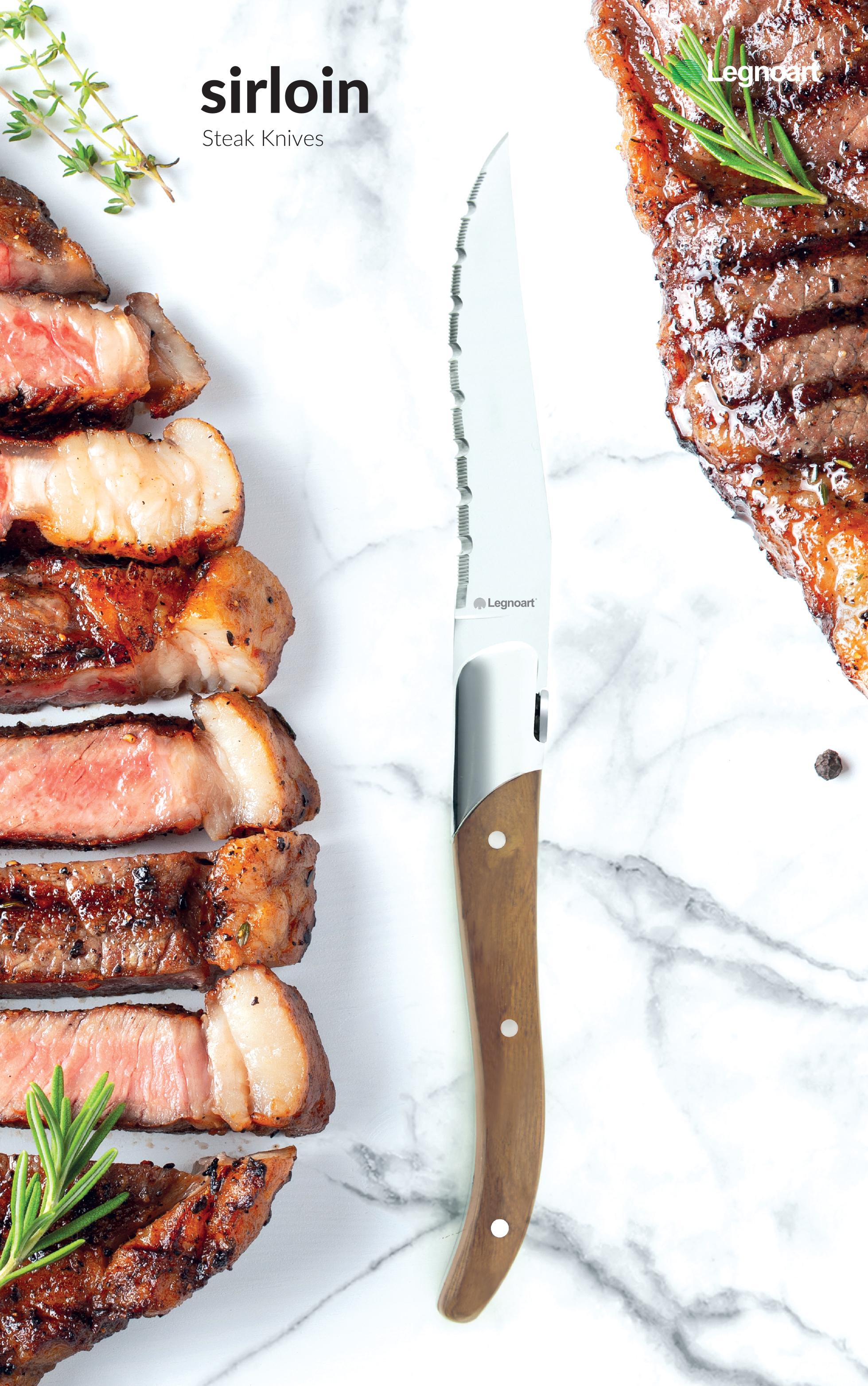 SIRLOIN  SET DE 4 COUTEAUX A STEAK MANCHE CLAIR