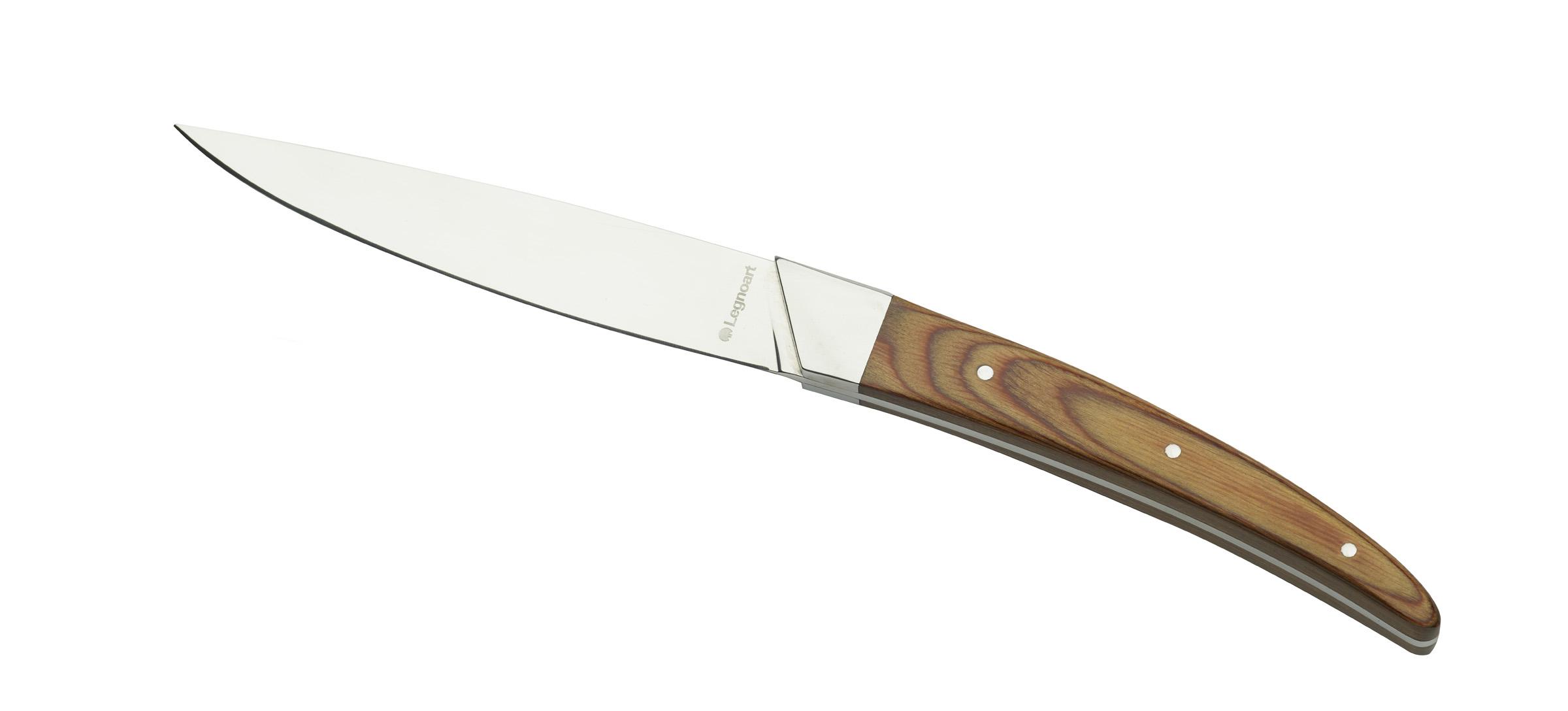 PORTEHOUSE SET DE 4 COUTEAUX A STEAK EN ACIER INOXYDALE MANCHE CLAIR