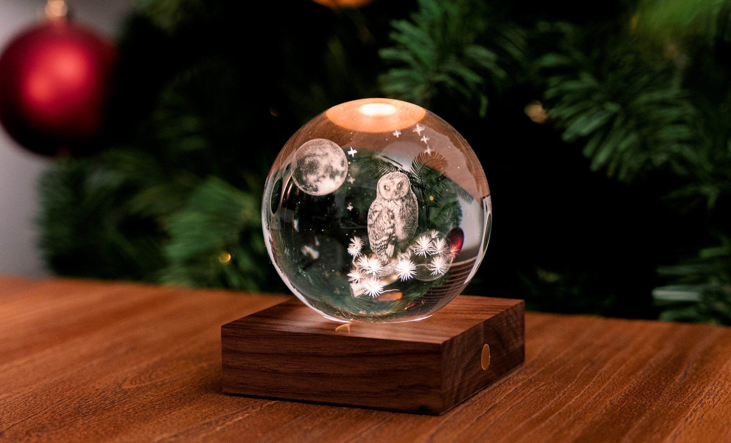Lumière Cristal Ambre Chouette et Lune
