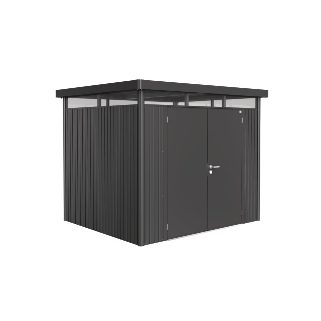 Abri de jardin HighLine double portes T H3 argent métallique