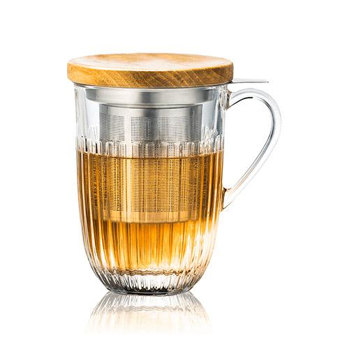 Tisanière 40Cl Ouessant en verre, couvercle en bambou