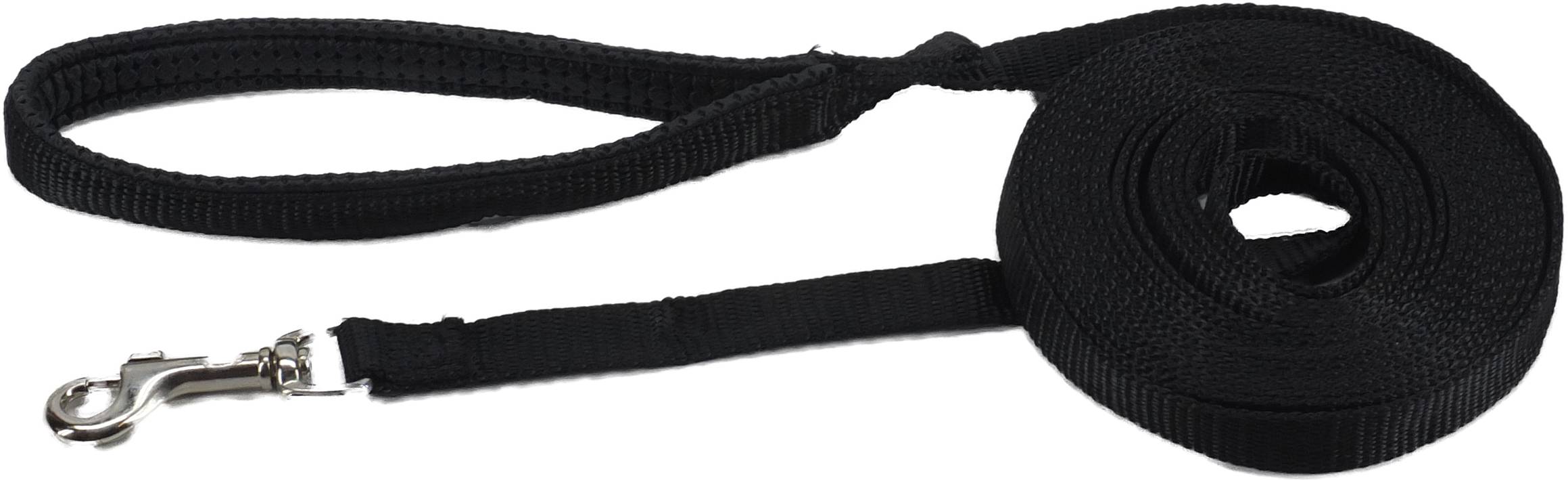 Longe  poignée sangle nylon noir. 10 m