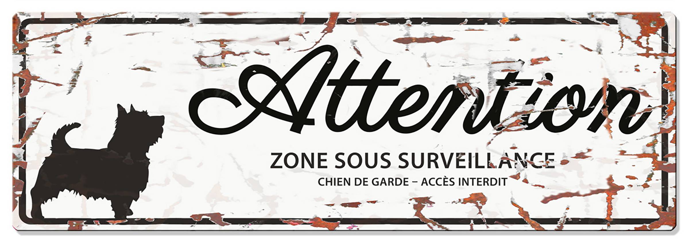 Plaque de garde TERRIER blanc 40x13.5 cm