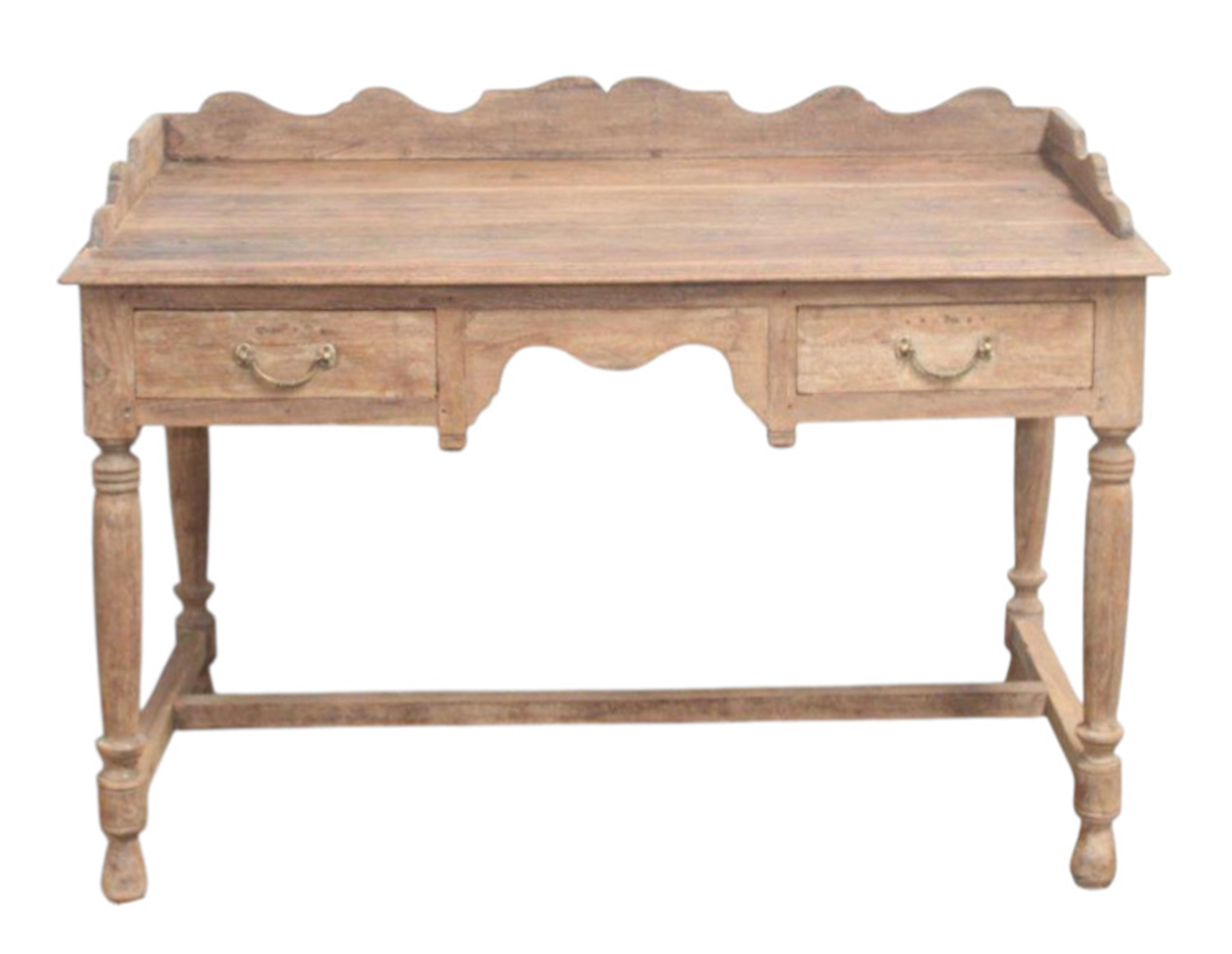 Table de bureau 2 tiroirs en teck ancien