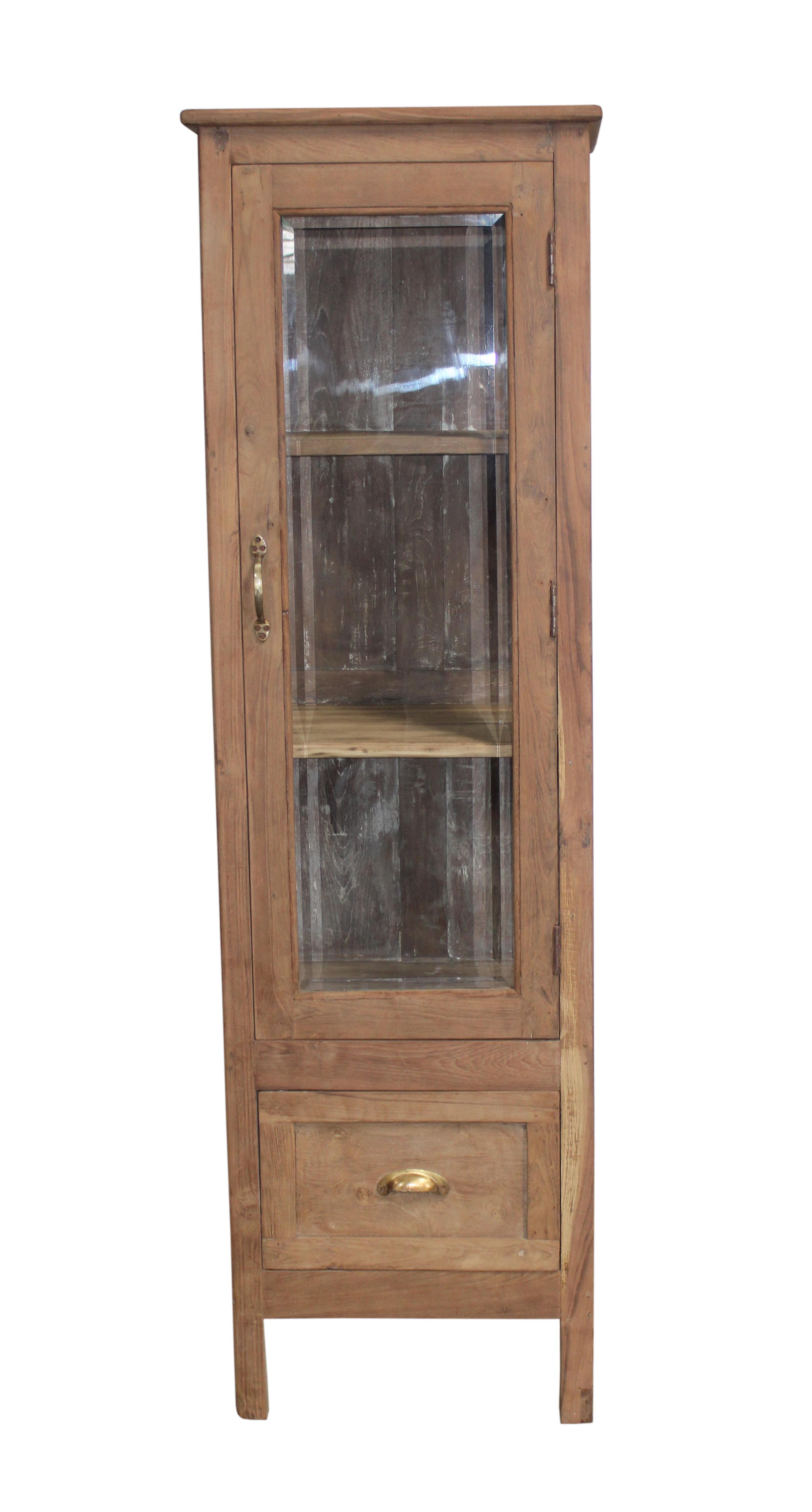 Vitrine 1 porte en teck ancien
