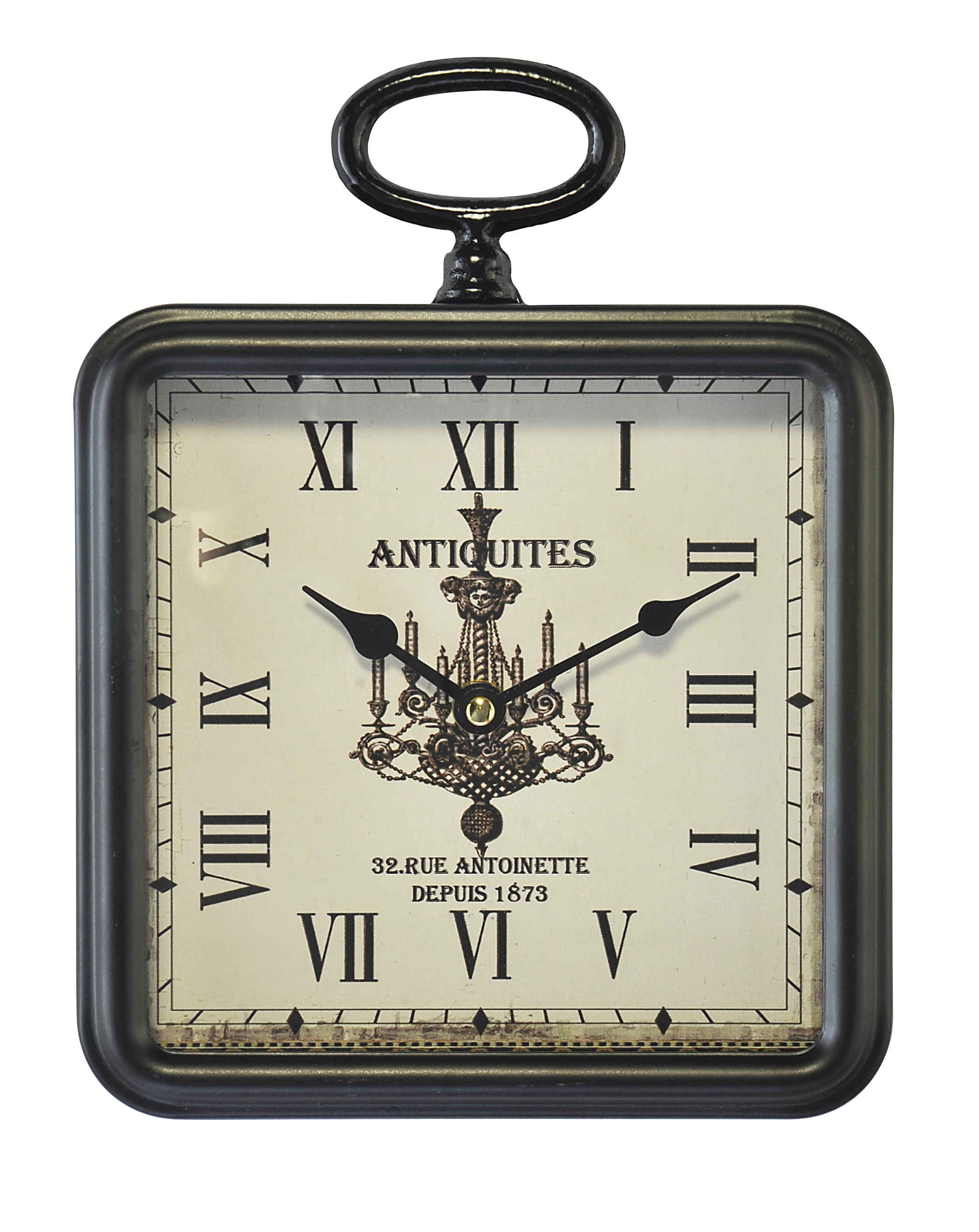 PETITE HORLOGE CARREE NOIRE 20X26CM