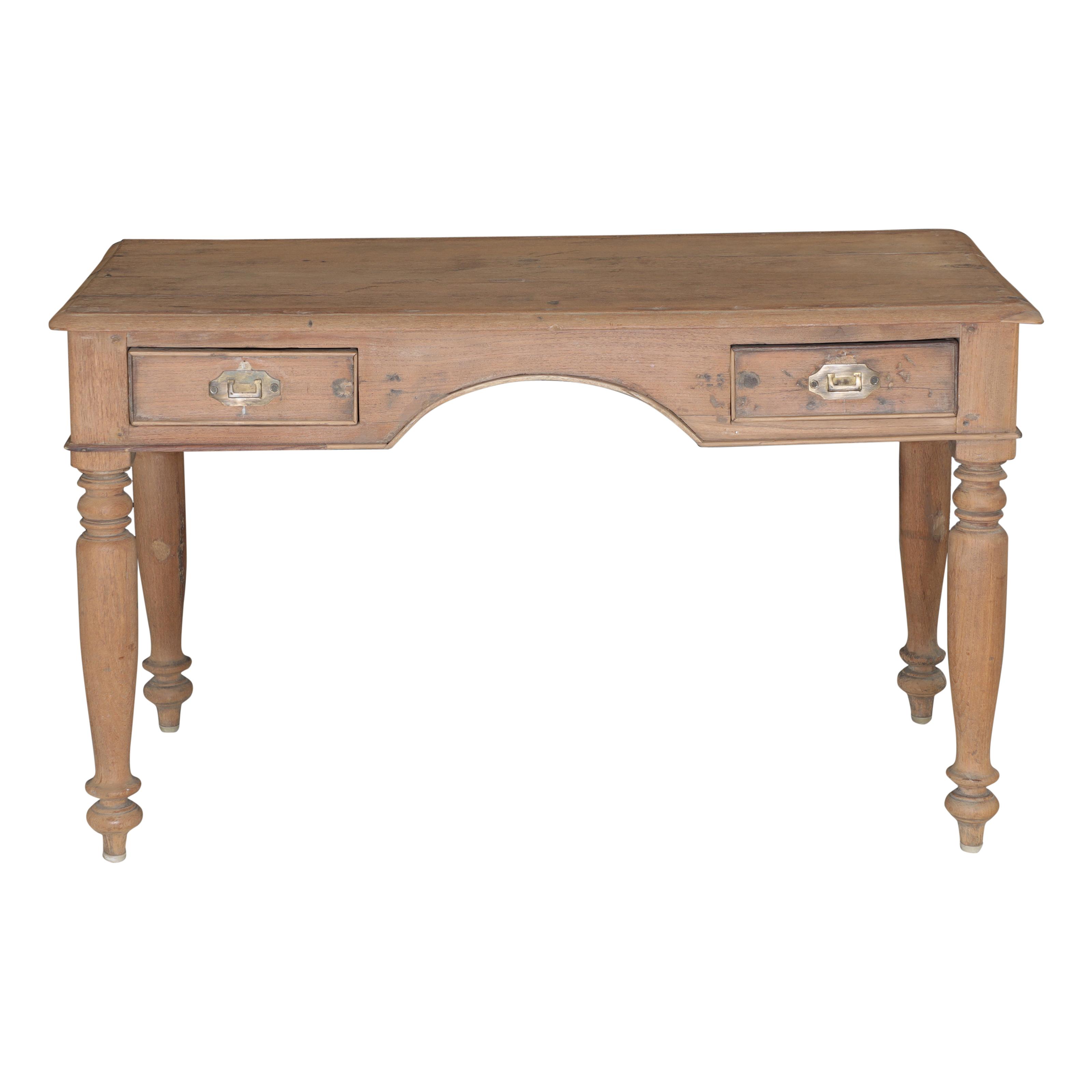 Table de bureau 2 tiroirs en teck ancien