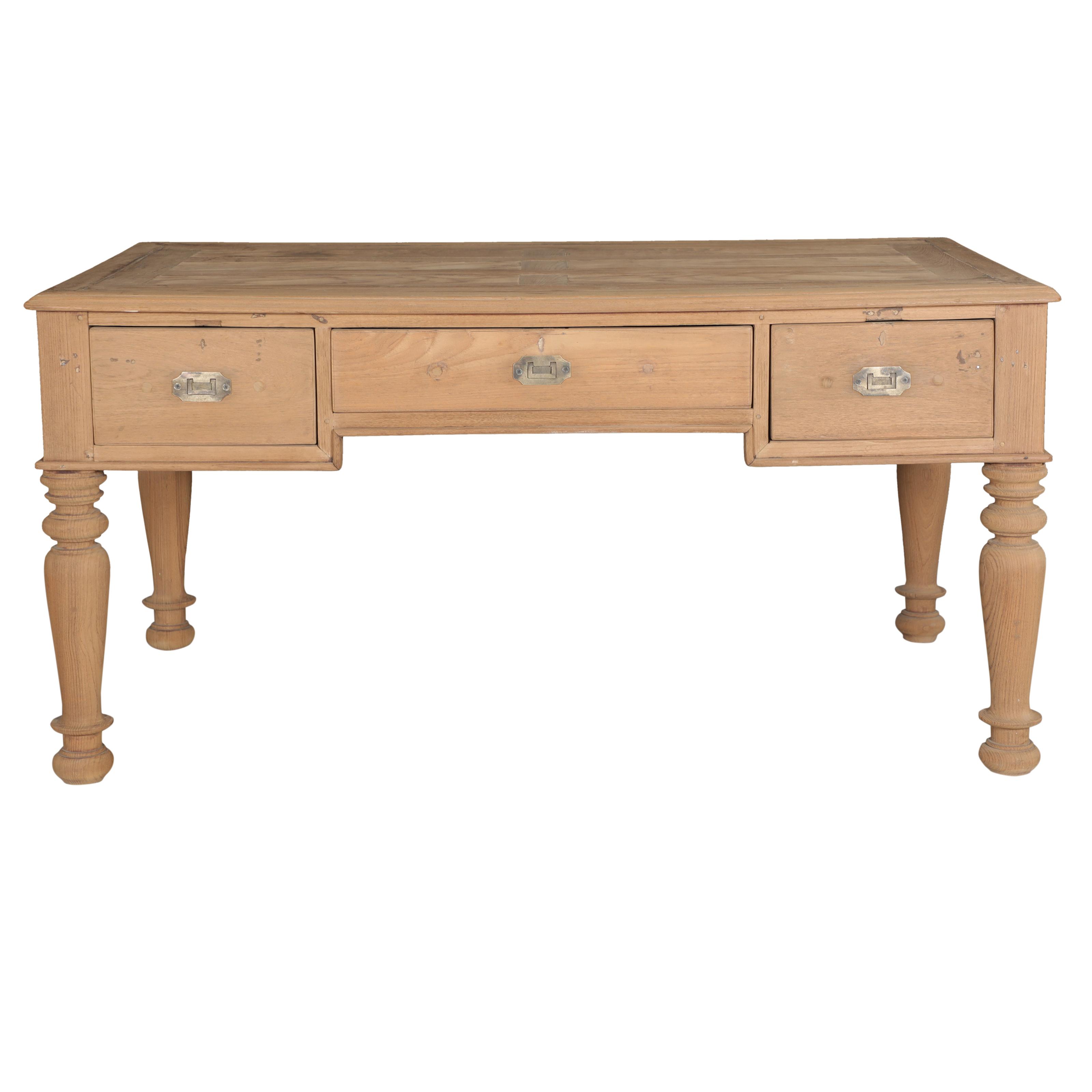 Table de bureau 4 tiroirs en teck ancien