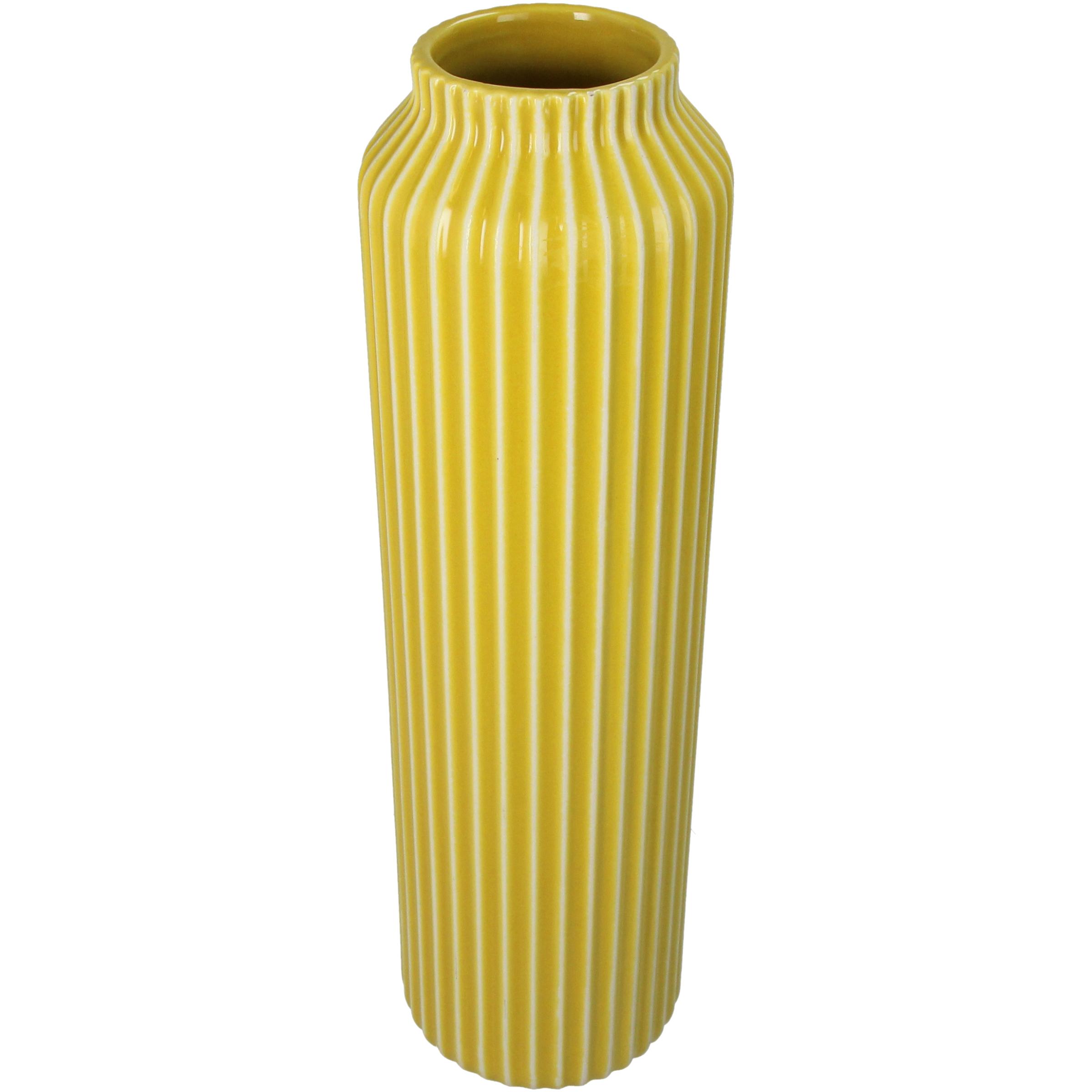 Vase ligné moutarde en céramique
