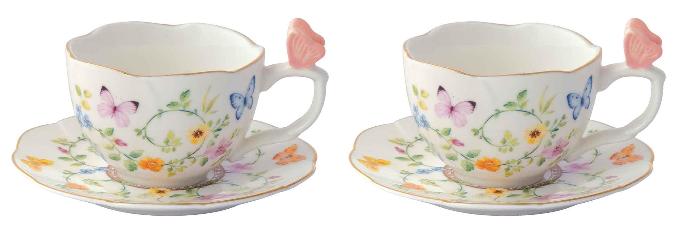 Coffret 2 Tasses à café Dancing Butterflies avec boite cadeau