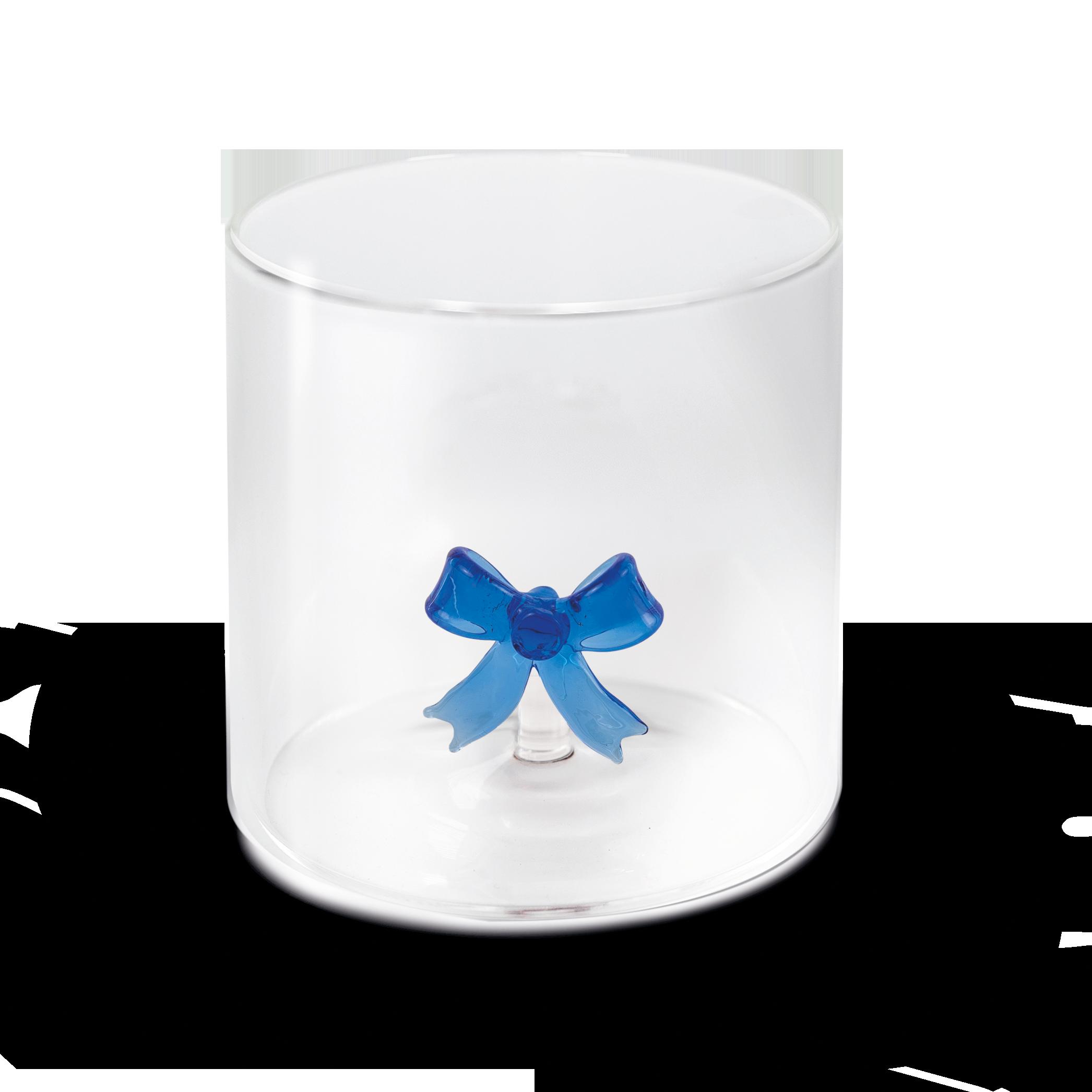 Verre à eau Nœud bleu avec boite cadeau