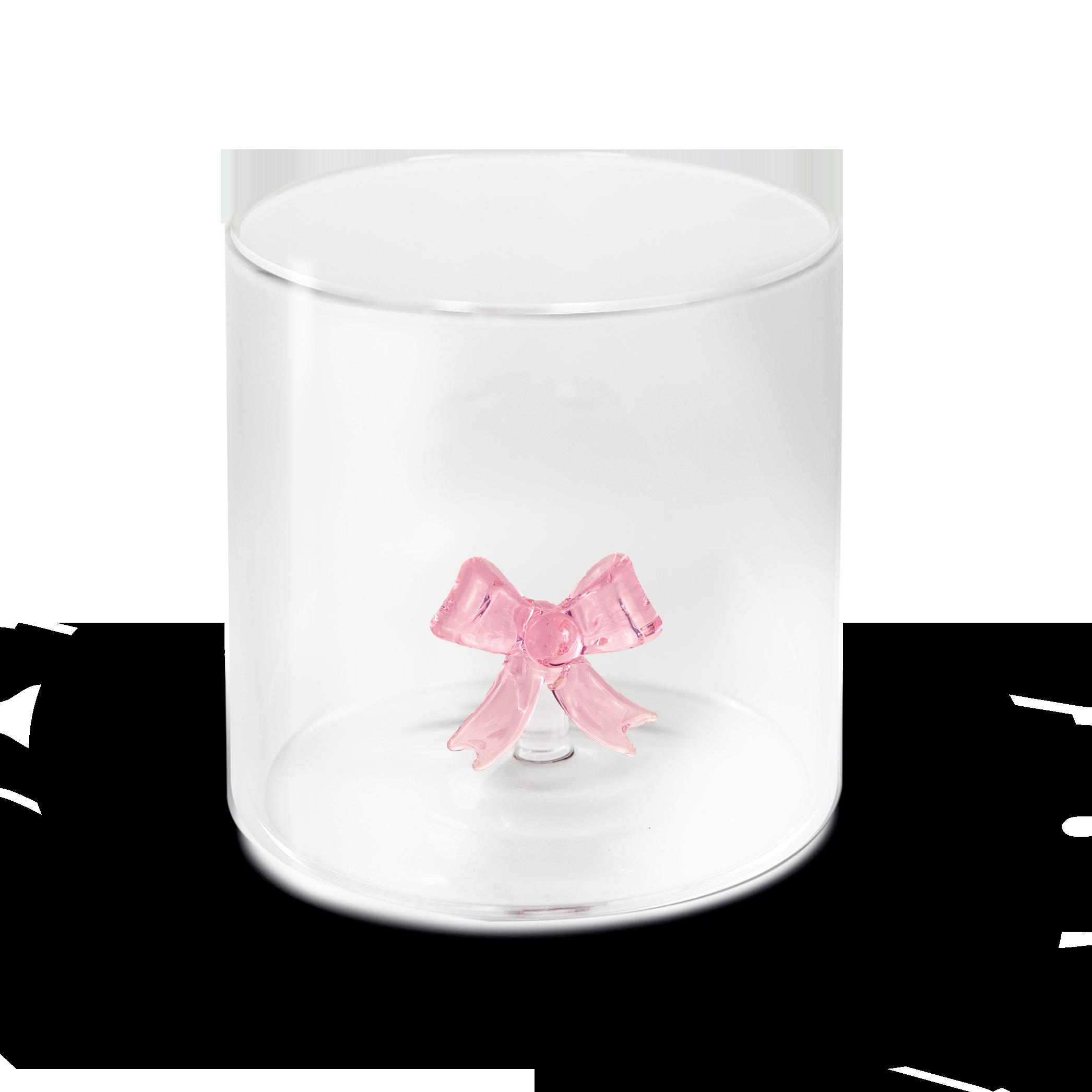 Verre à eau Nœud rose avec boite cadeau