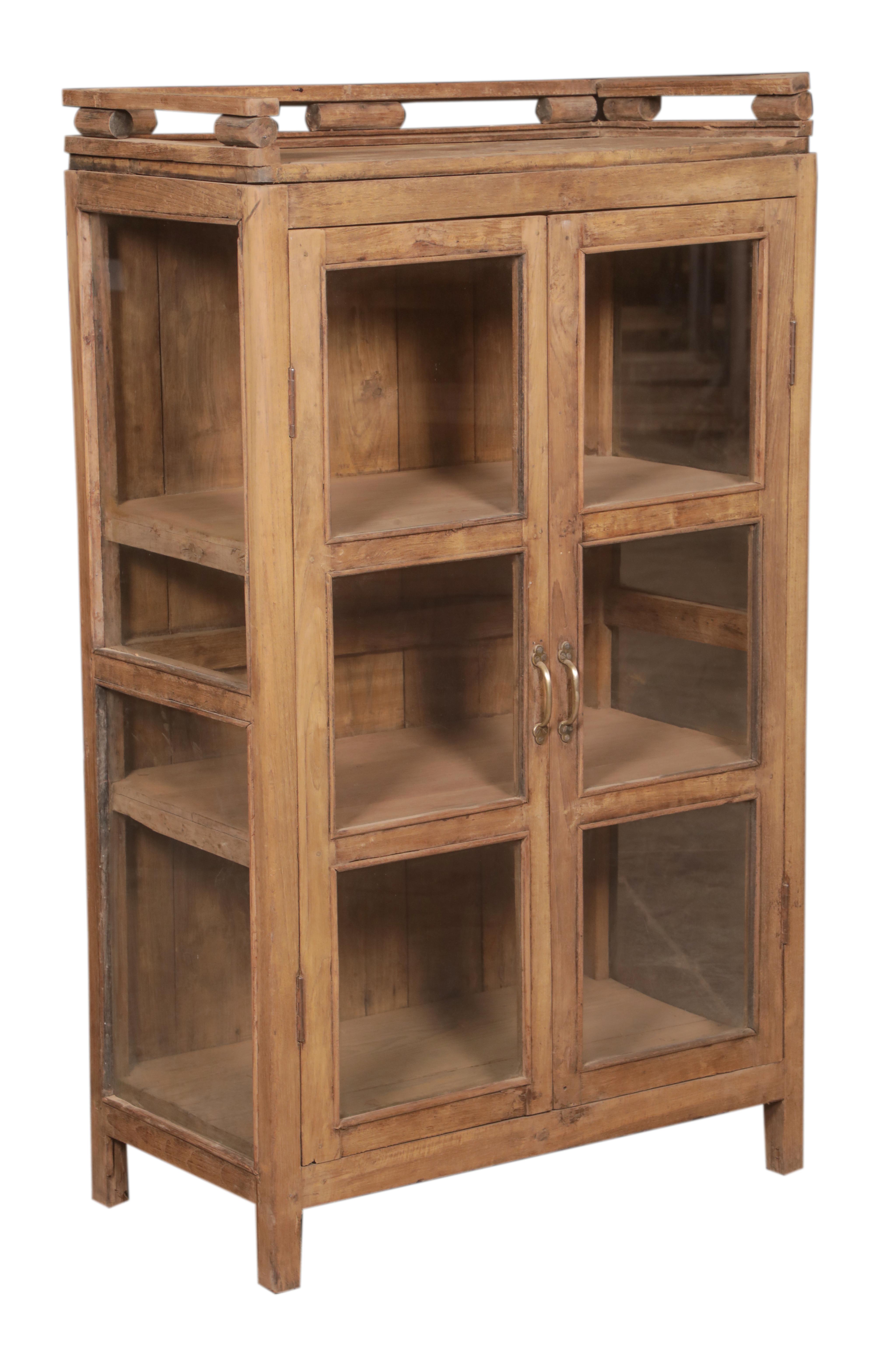 Vitrine 2 portes en teck ancien