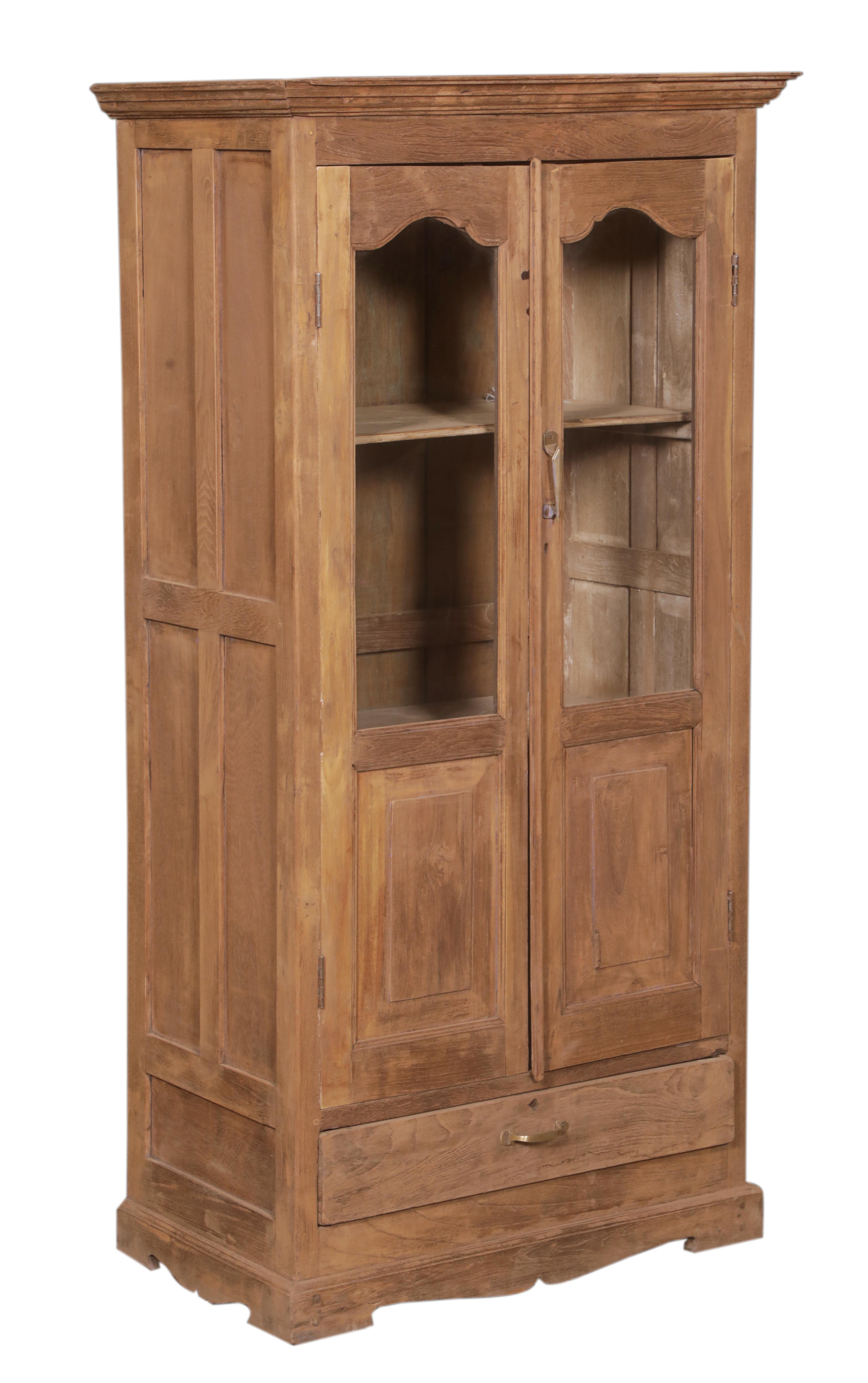 Vaisselier 2 portes, 1 tiroir en teck ancien