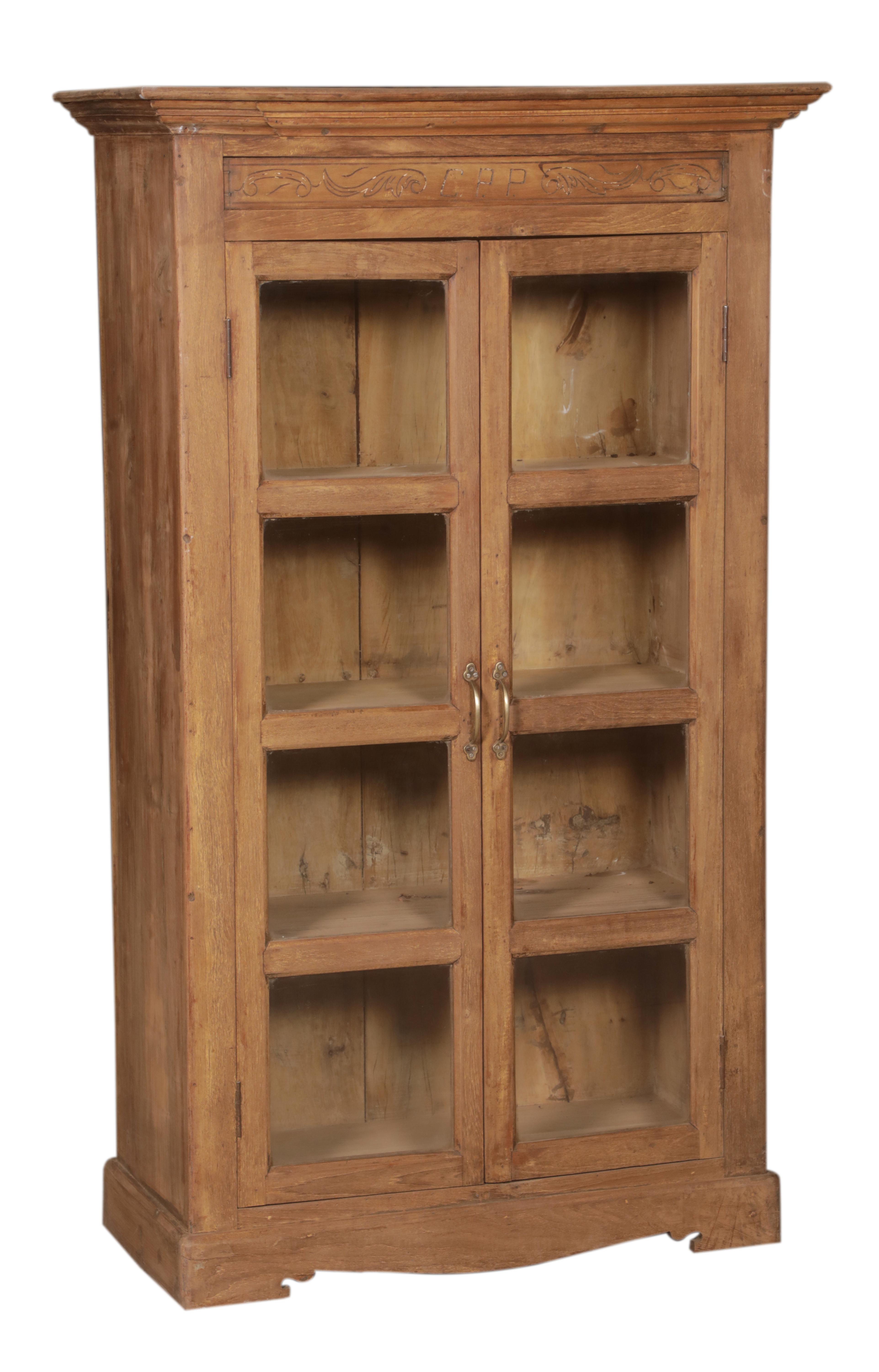 Vitrine 2 portes en teck ancien