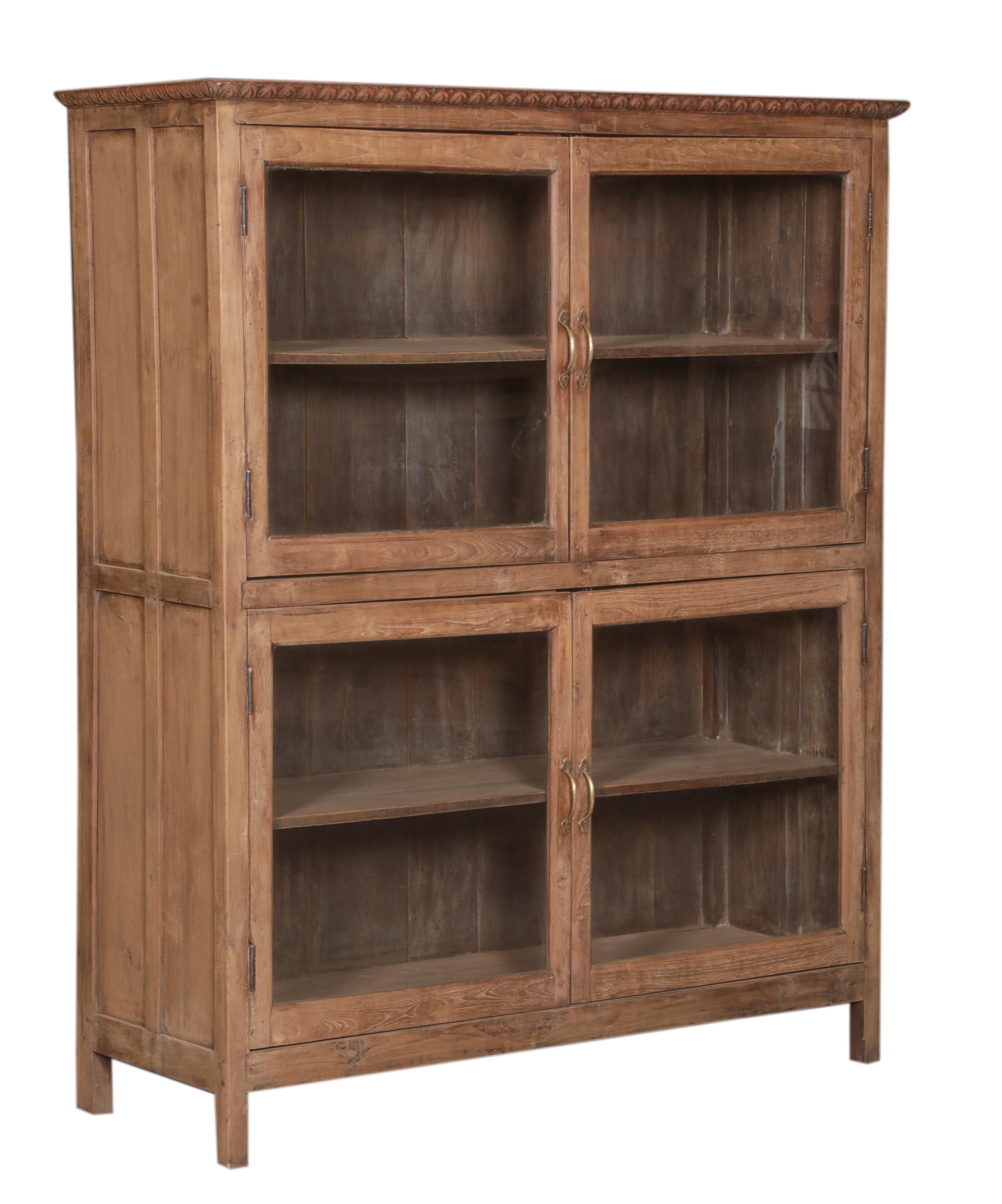 Vitrine 4 portes coulissantes en teck ancien