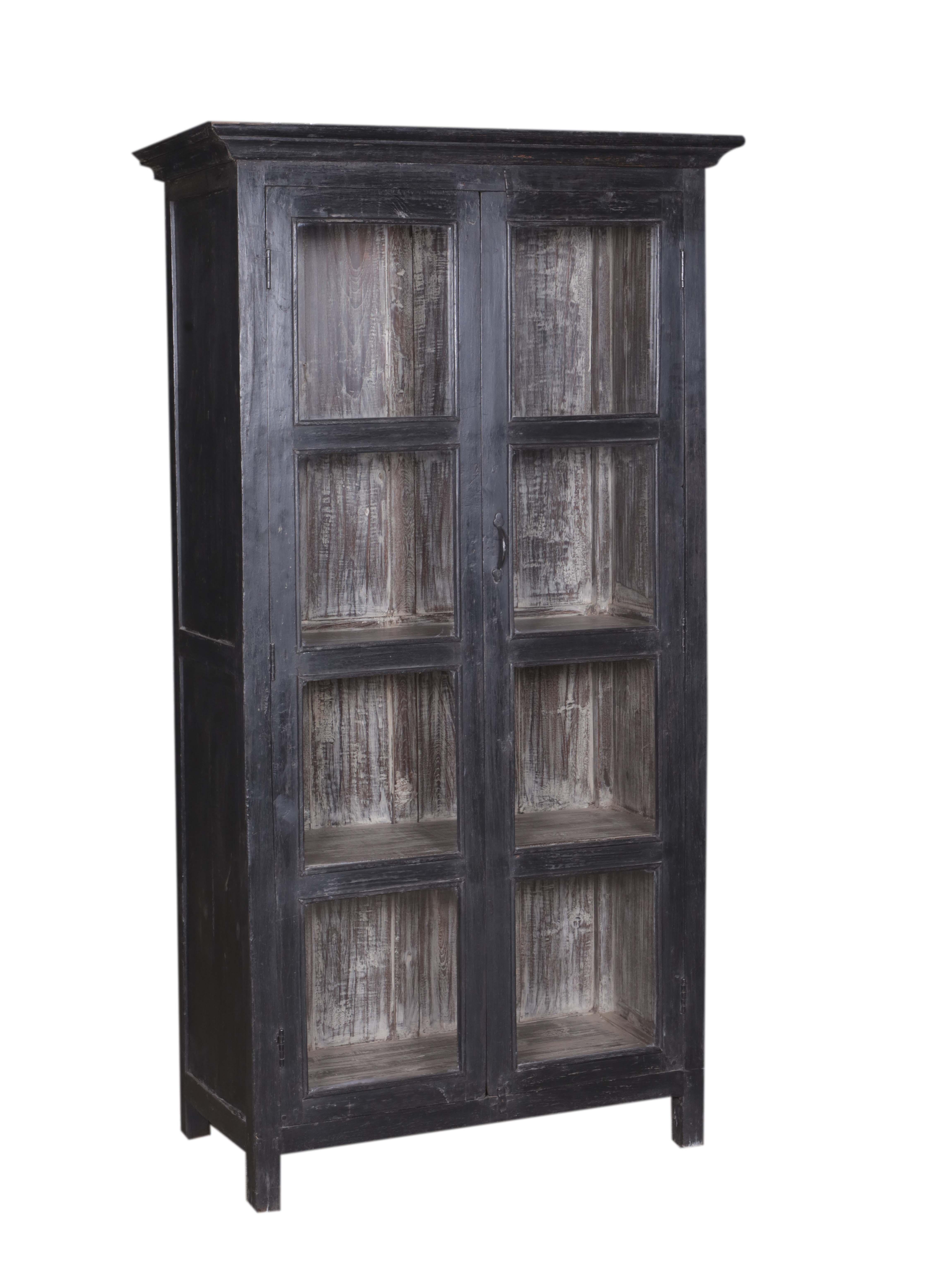 Vitrine 2 portes en teck ancien coloré