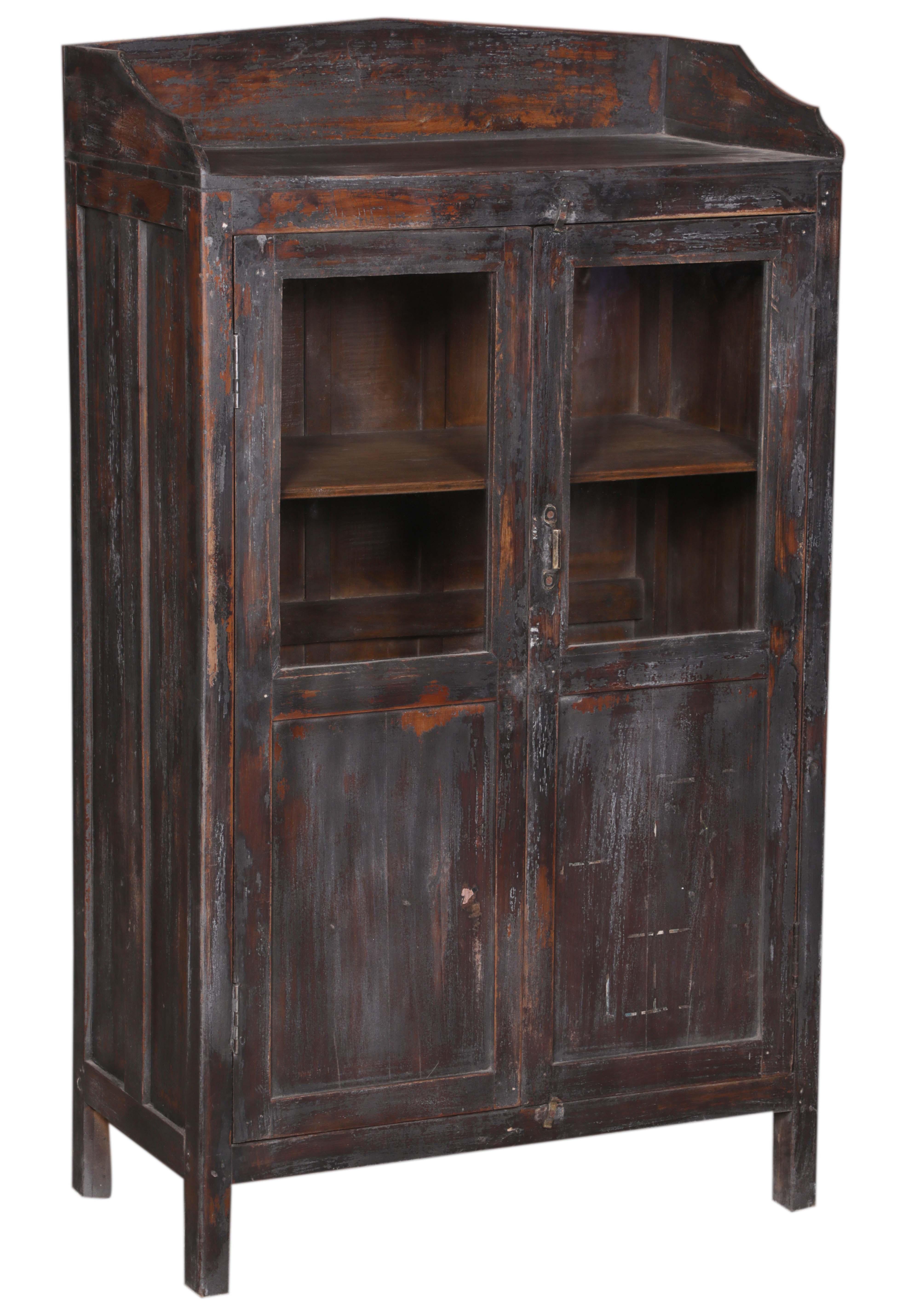 Vaisselier 2 portes en teck ancien coloré