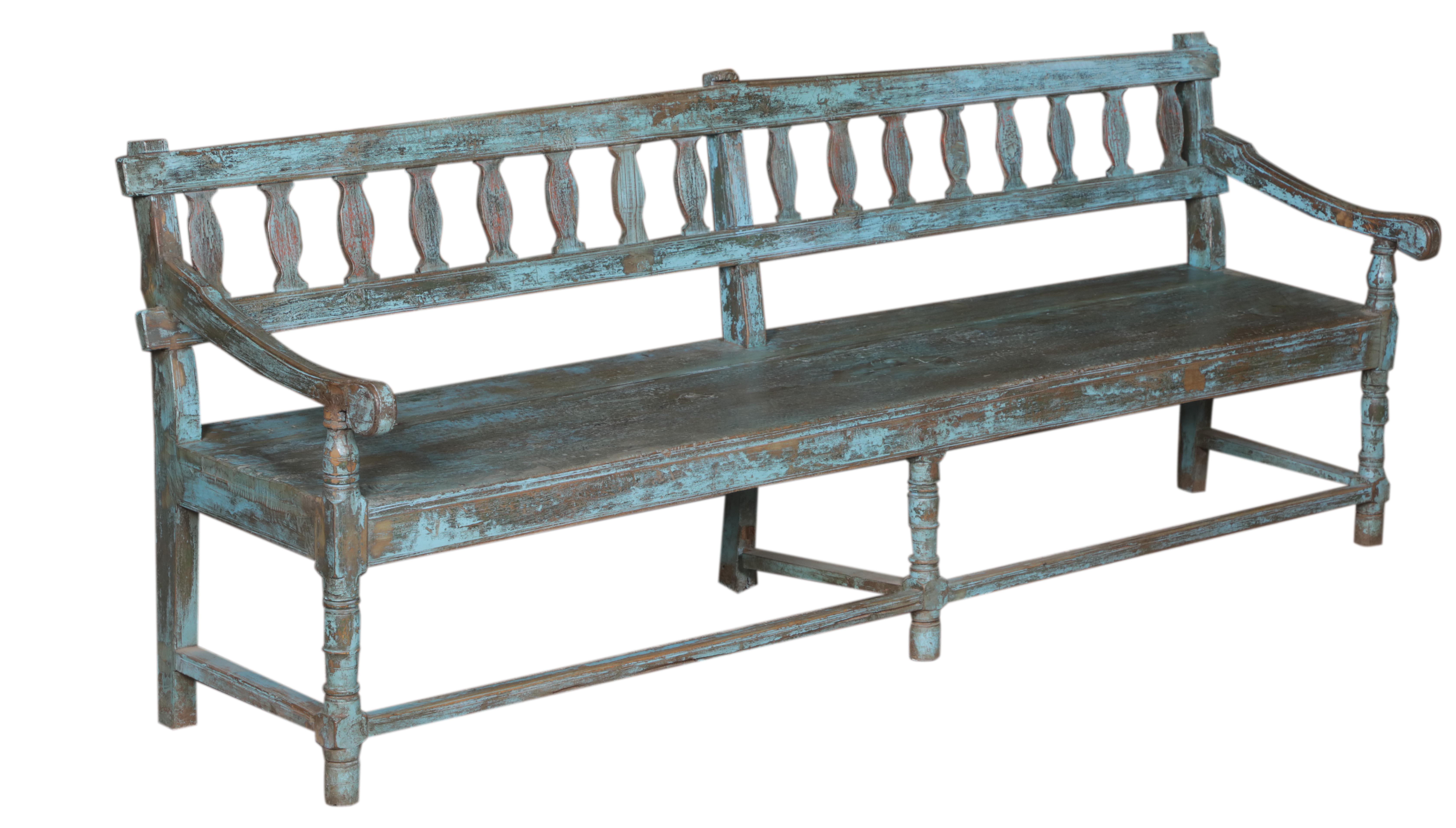 Banc en teck ancien coloré