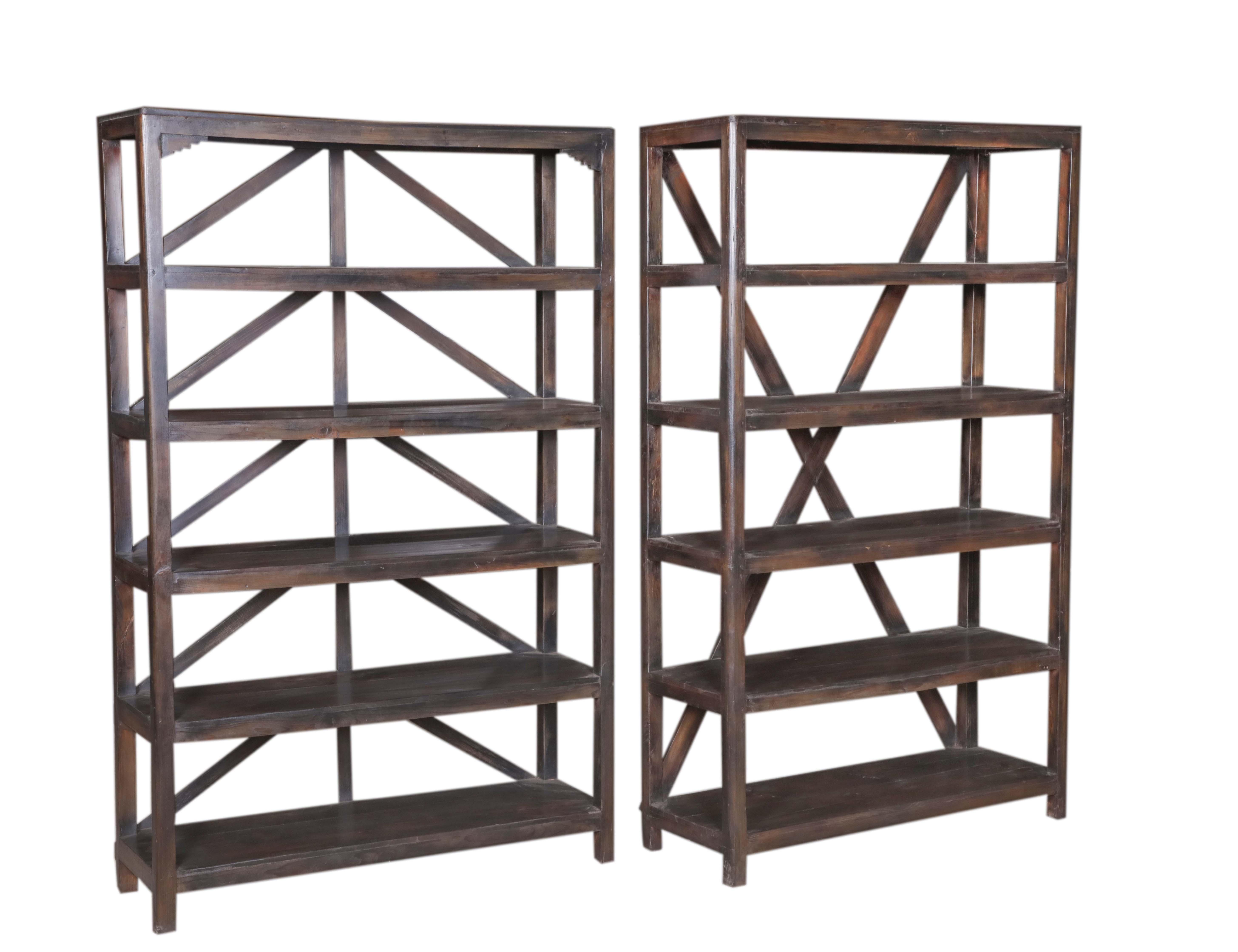 Etagère 6 plateaux en teck ancien coloré