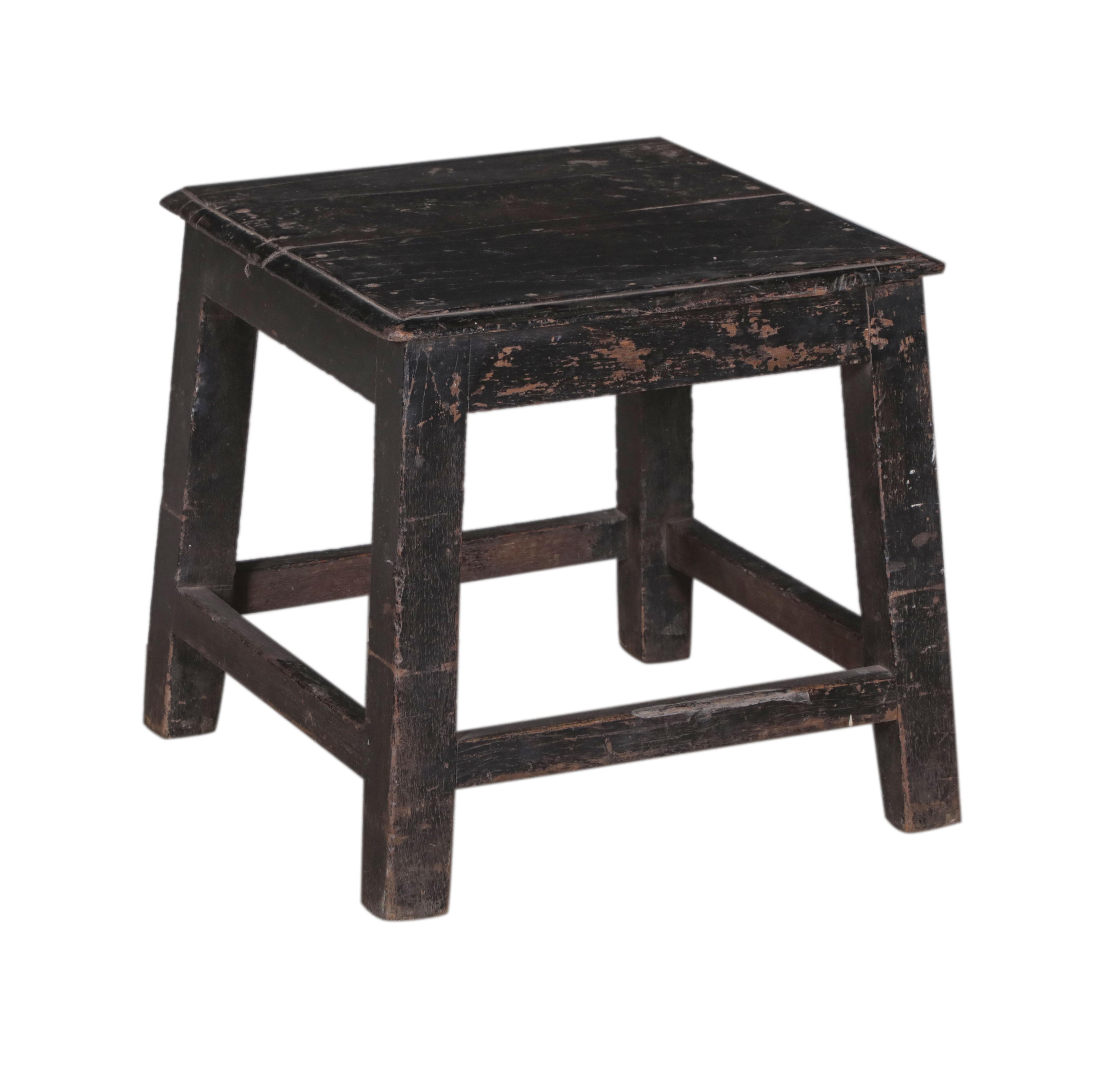 Tabouret en teck ancien coloré