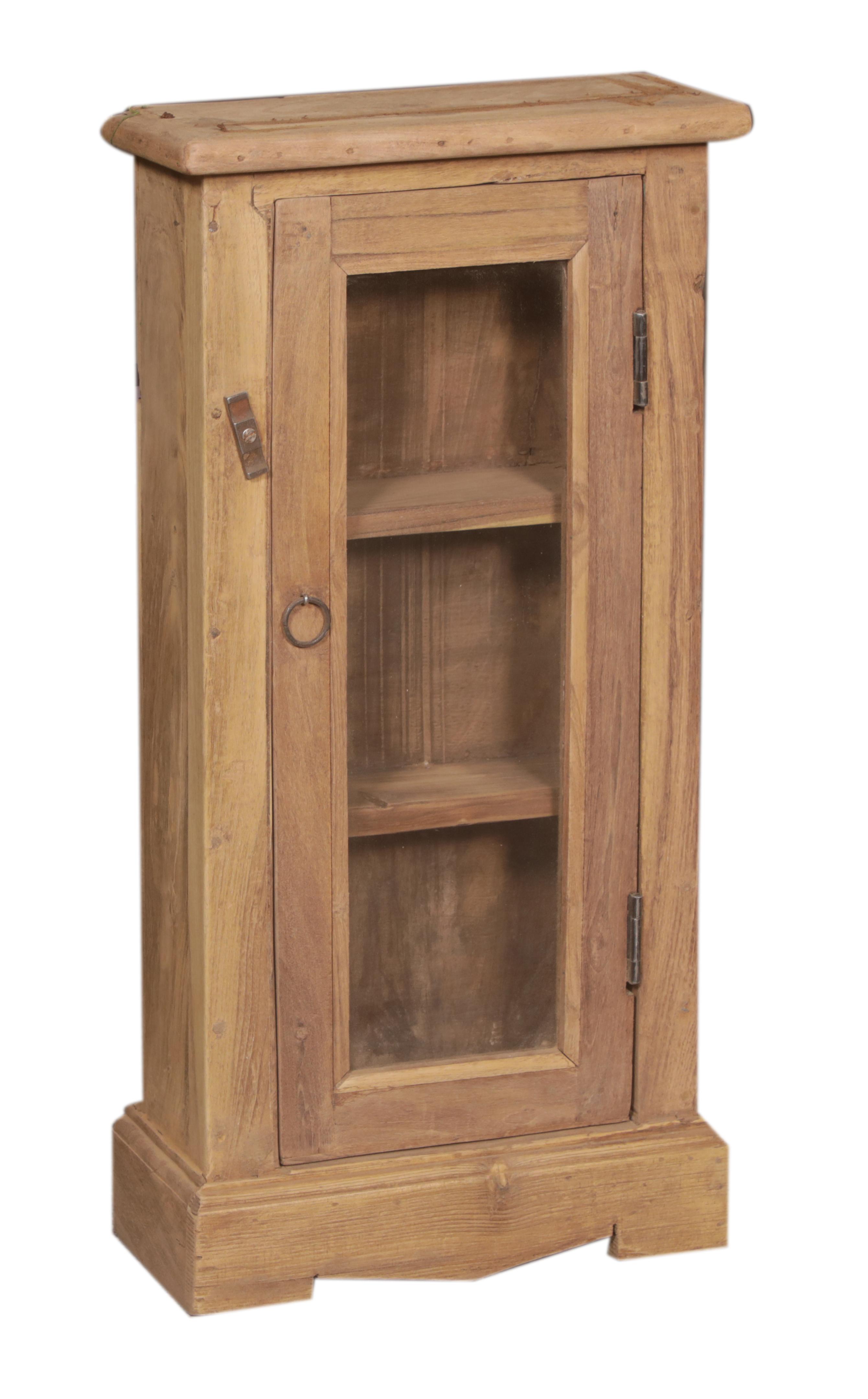 Vitrine 1 porte en teck ancien
