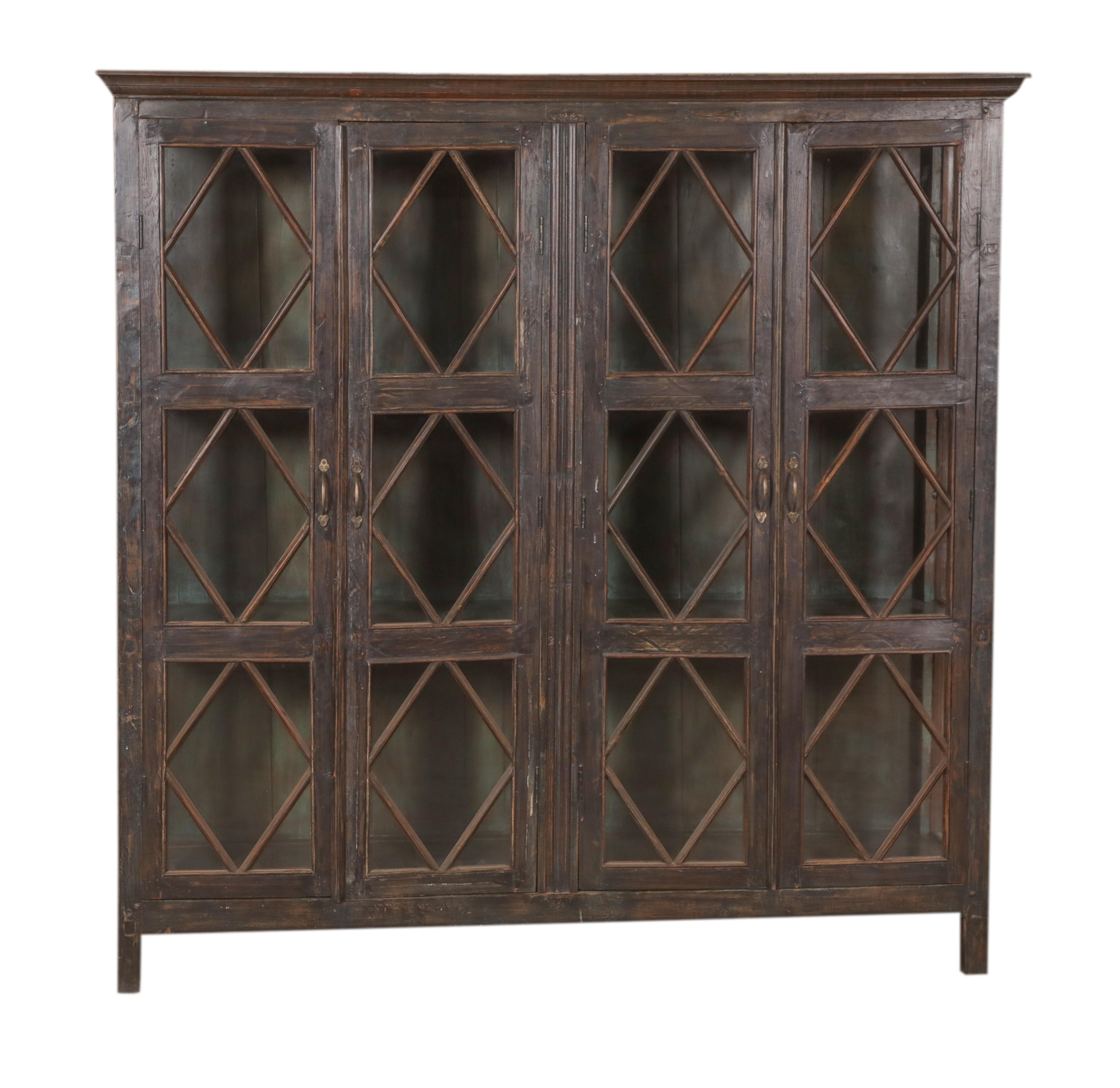 Vitrine 4 portes en teck ancien