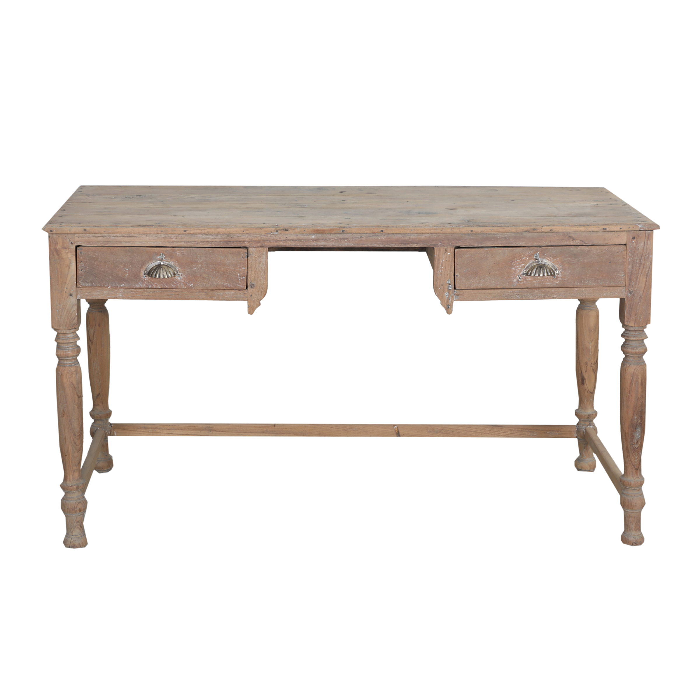 Table de bureau 2 tiroirs en teck ancien