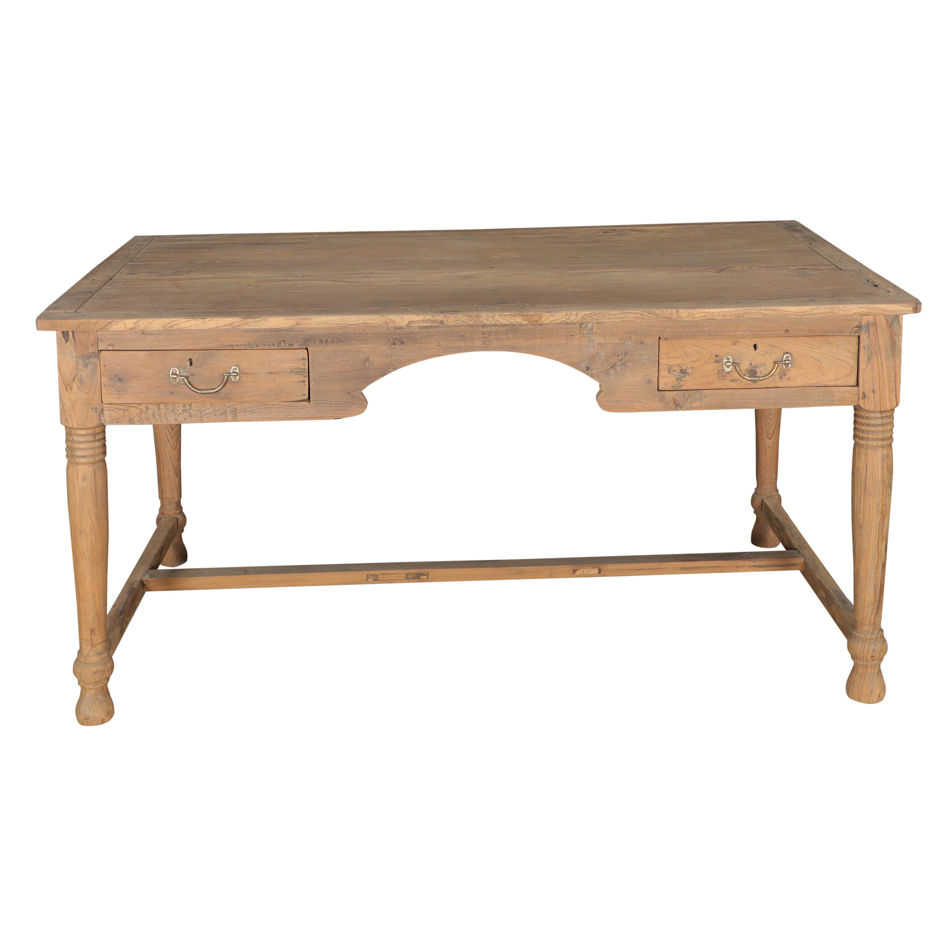 Table de bureau 2 tiroirs en teck ancien