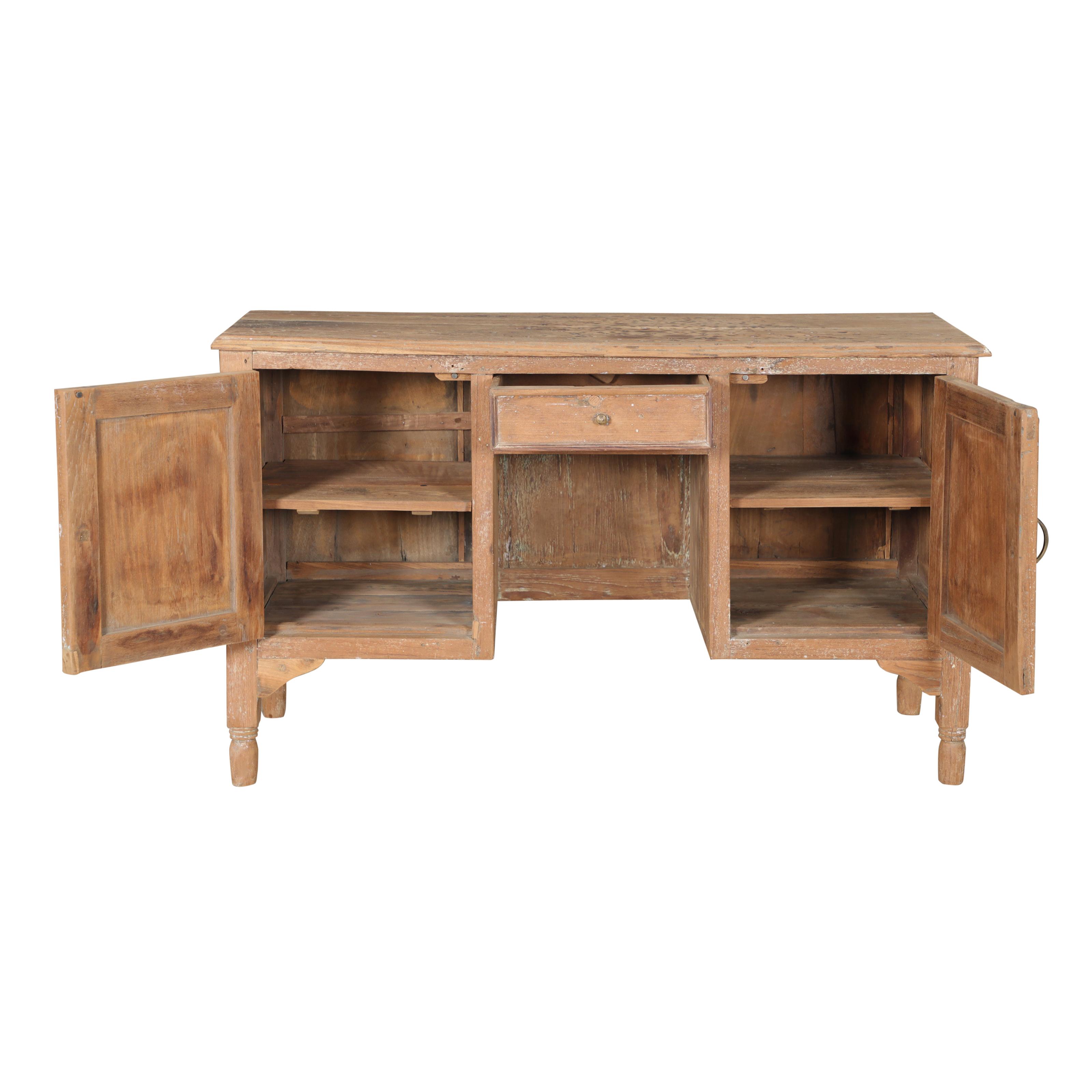 Bureau 2 portes, 1 tiroir en teck ancien