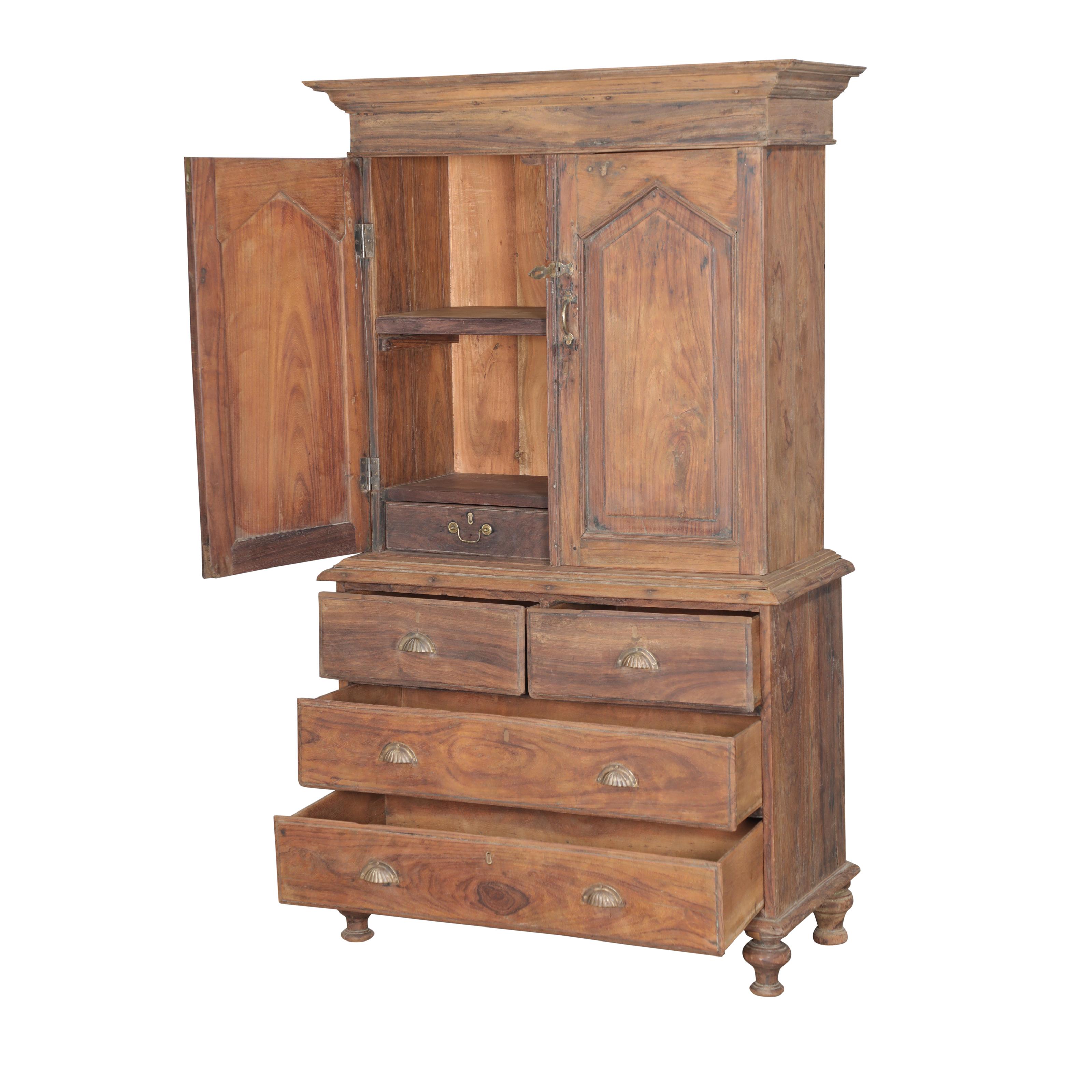 Vaisselier 2 portes et 4 tiroirs en teck ancien