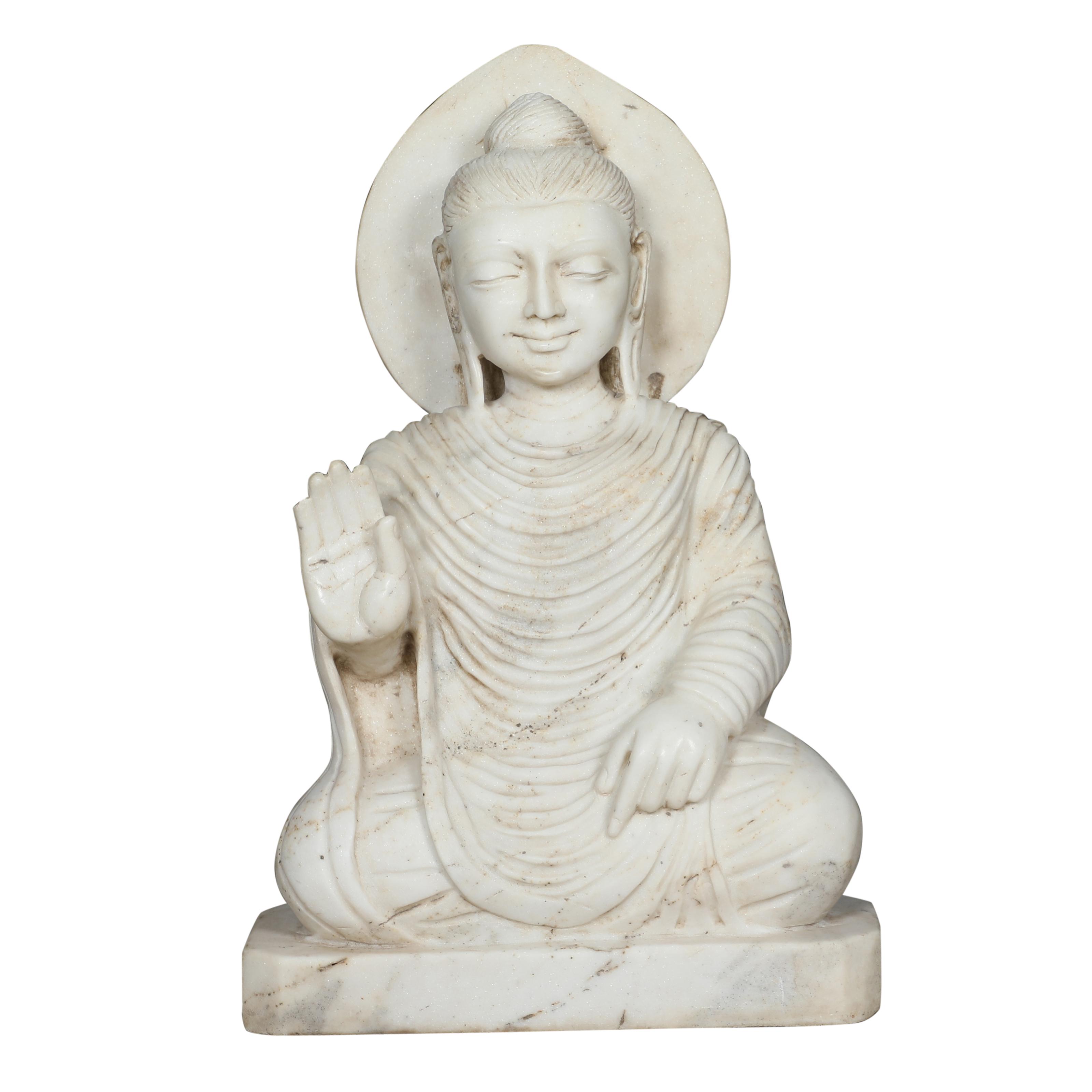 Buddha en marbre blanc