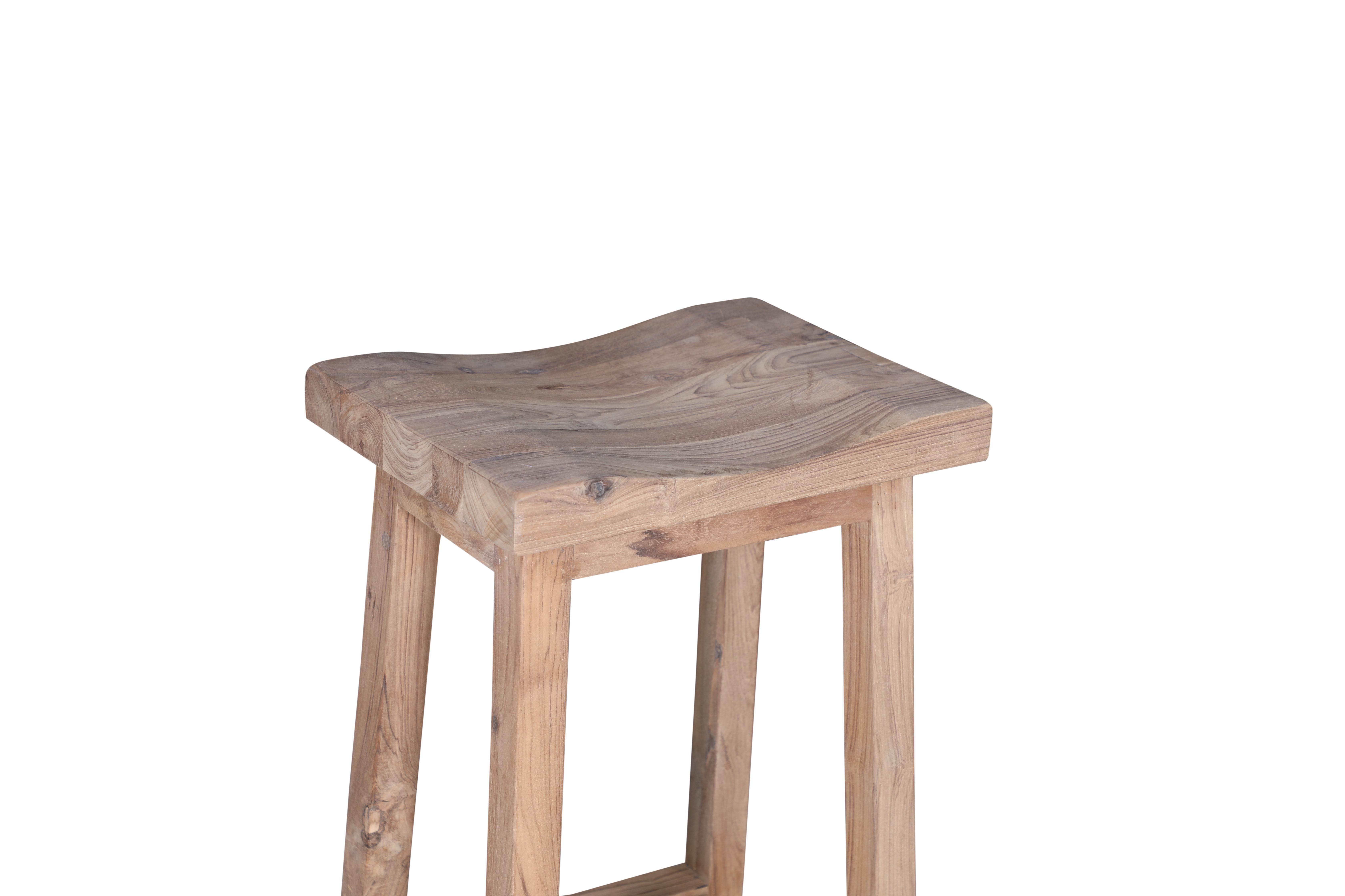 Tabouret haut en teck ancien