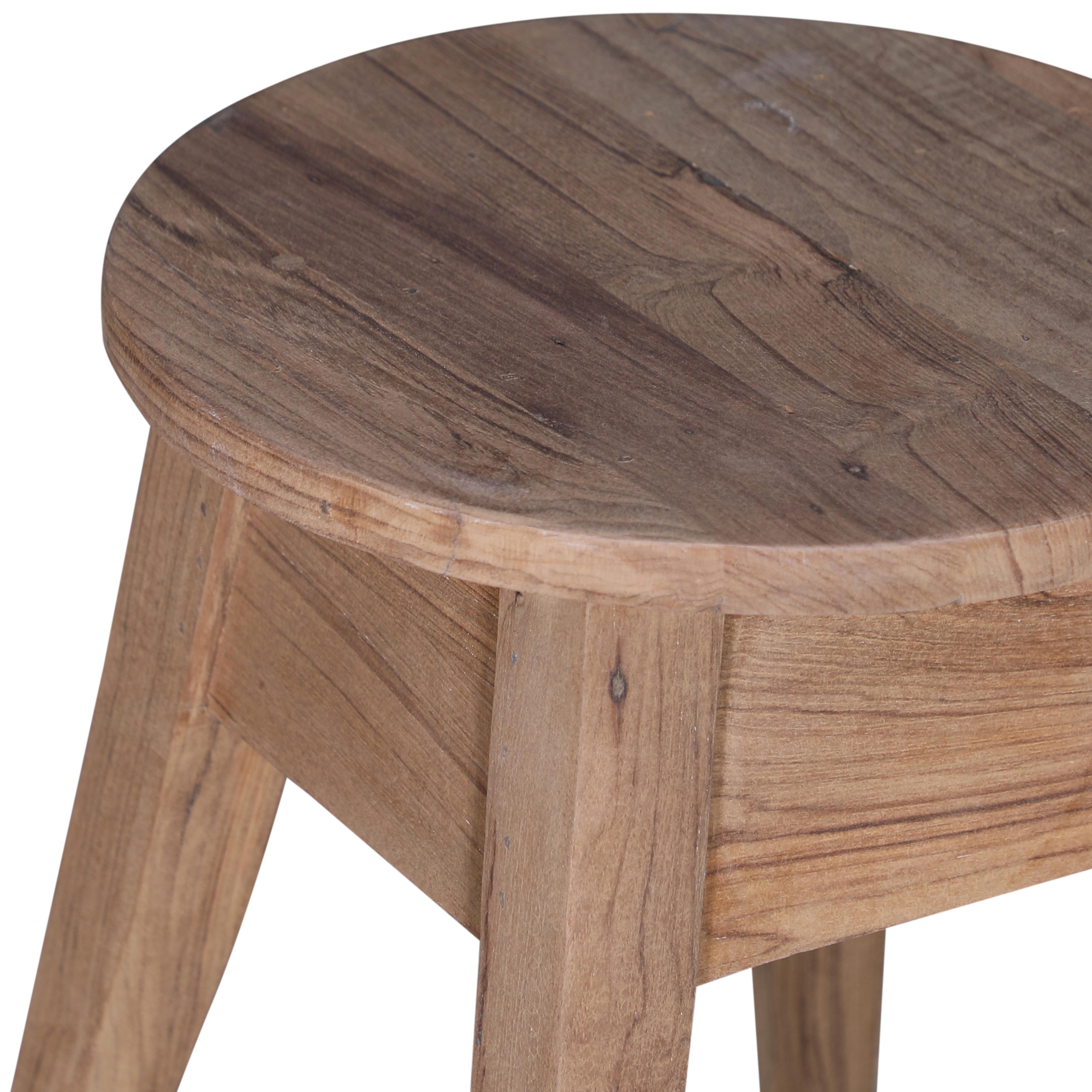 Tabouret rond en teck ancien