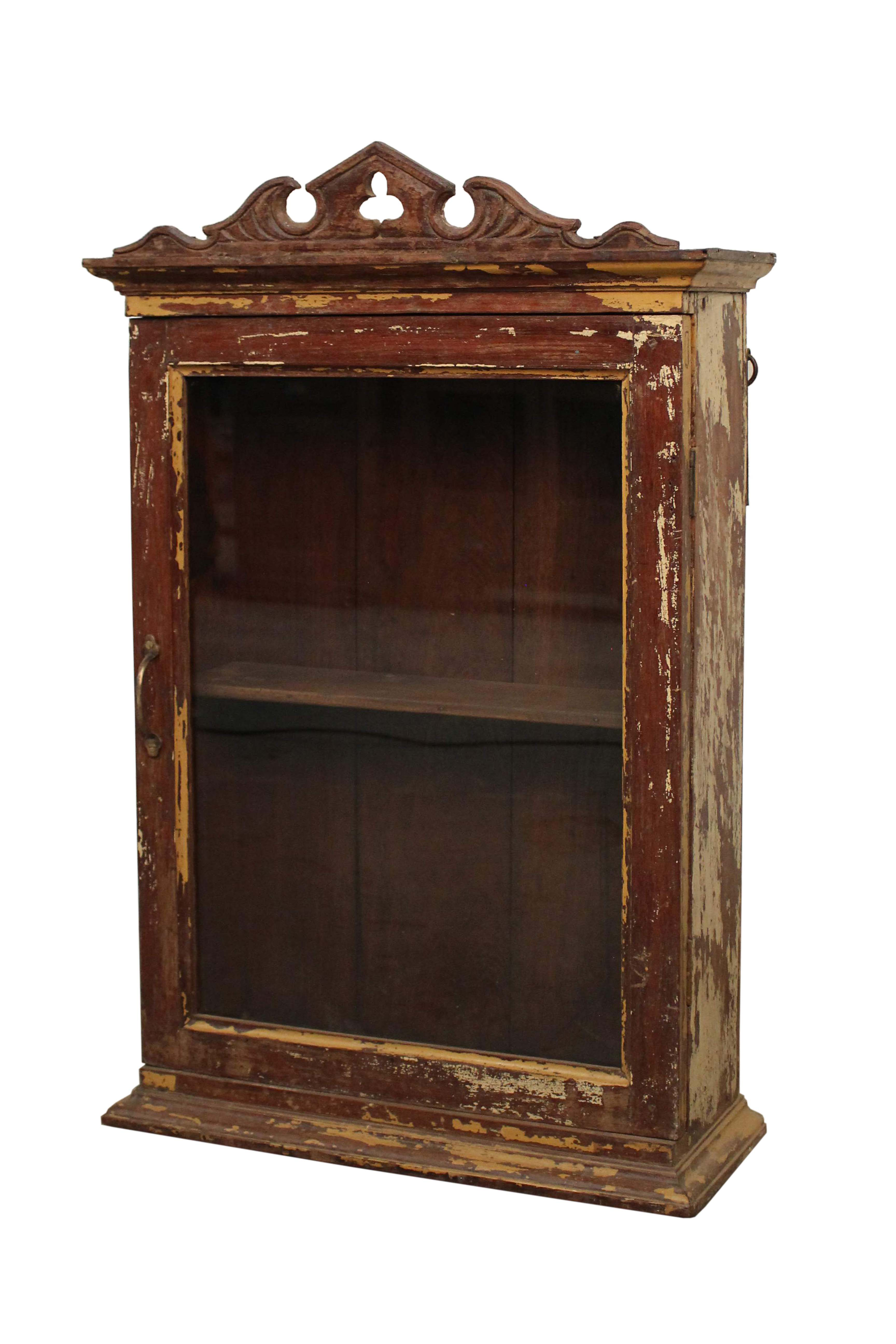 Vitrine 1 porte en teck ancien