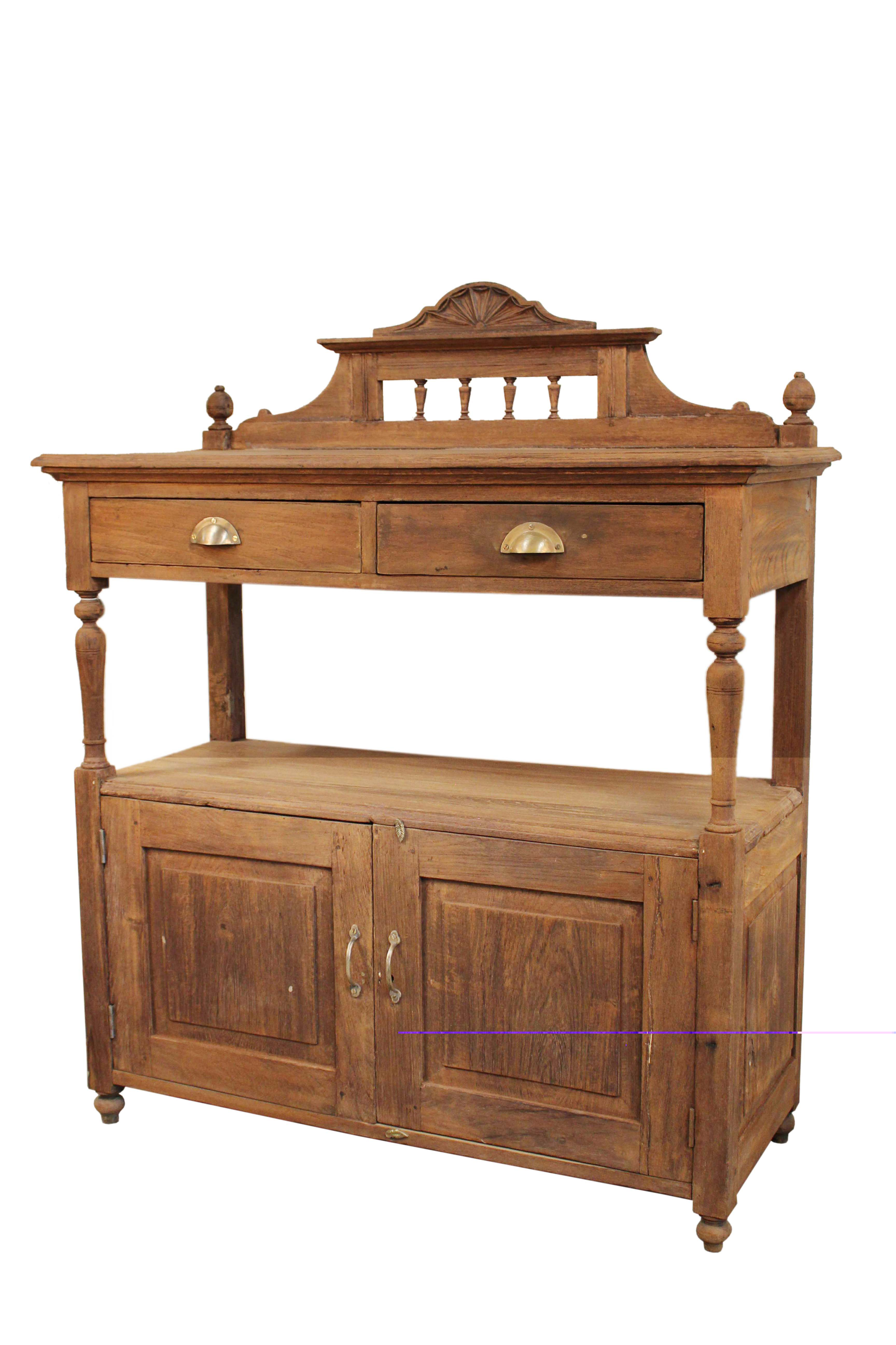 Desserte 2 tiroirs, 2 portes en teck ancien
