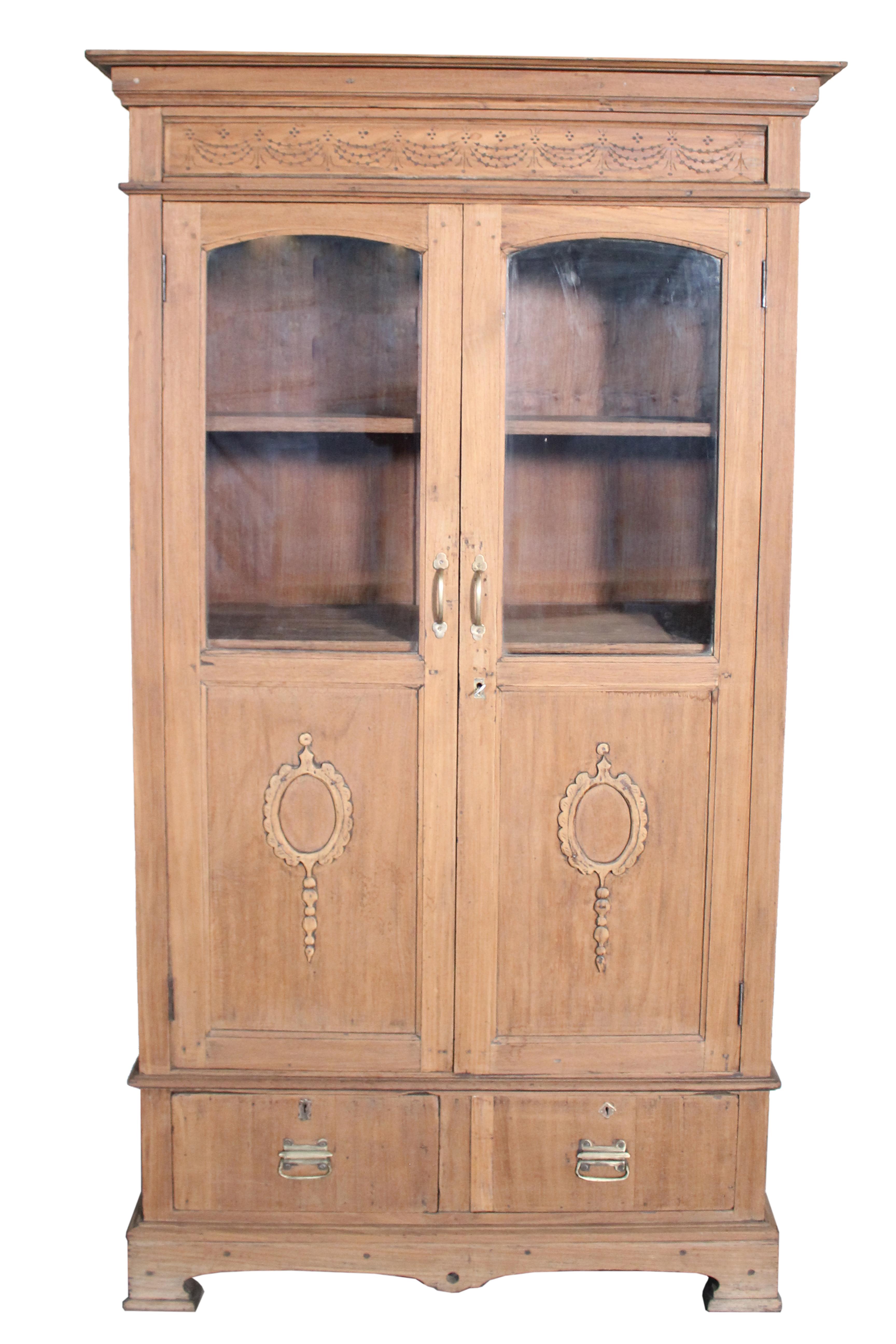 Vaisselier 2 portes et 2 tiroirs en teck ancien