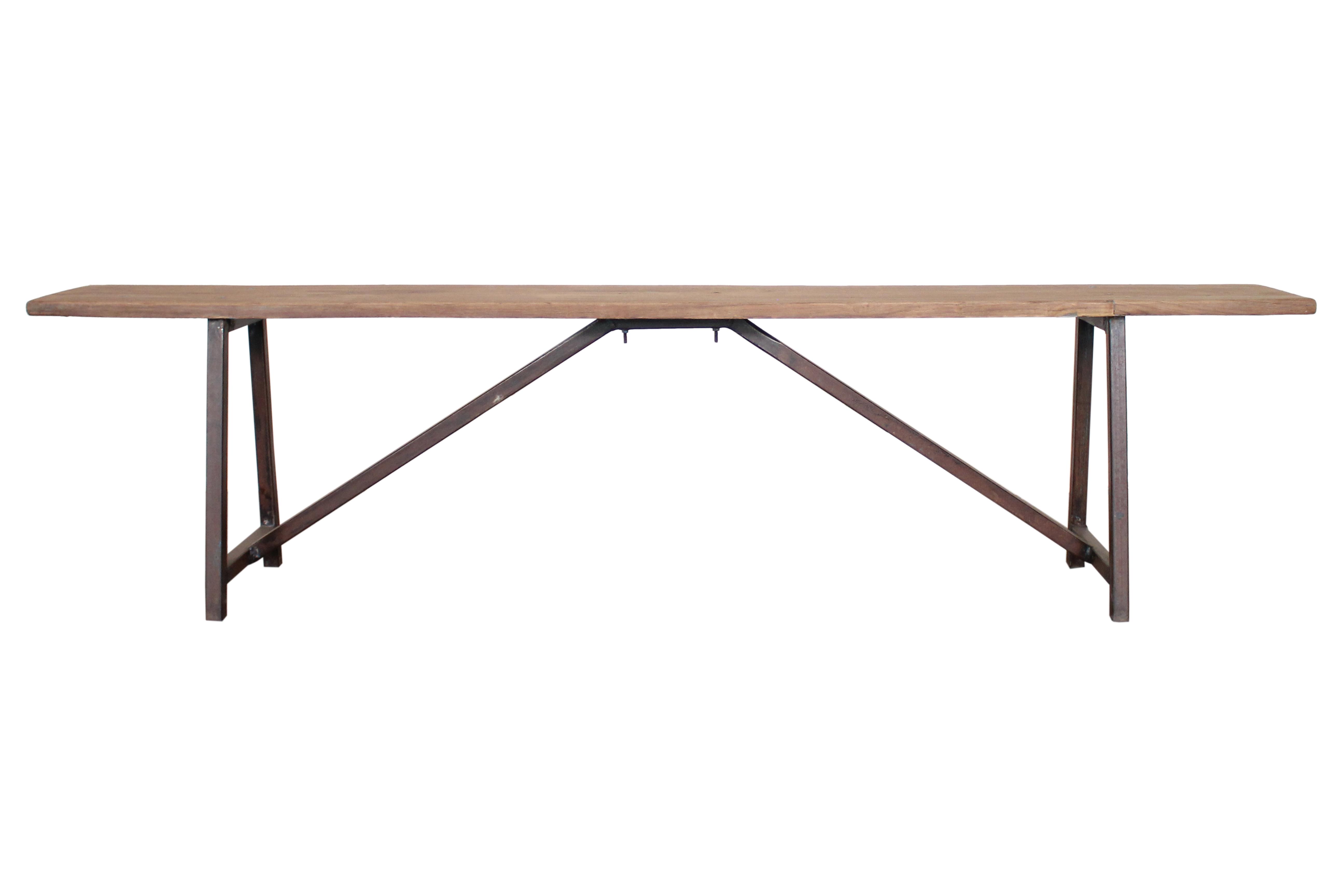 Banc sans dossier en teck ancien