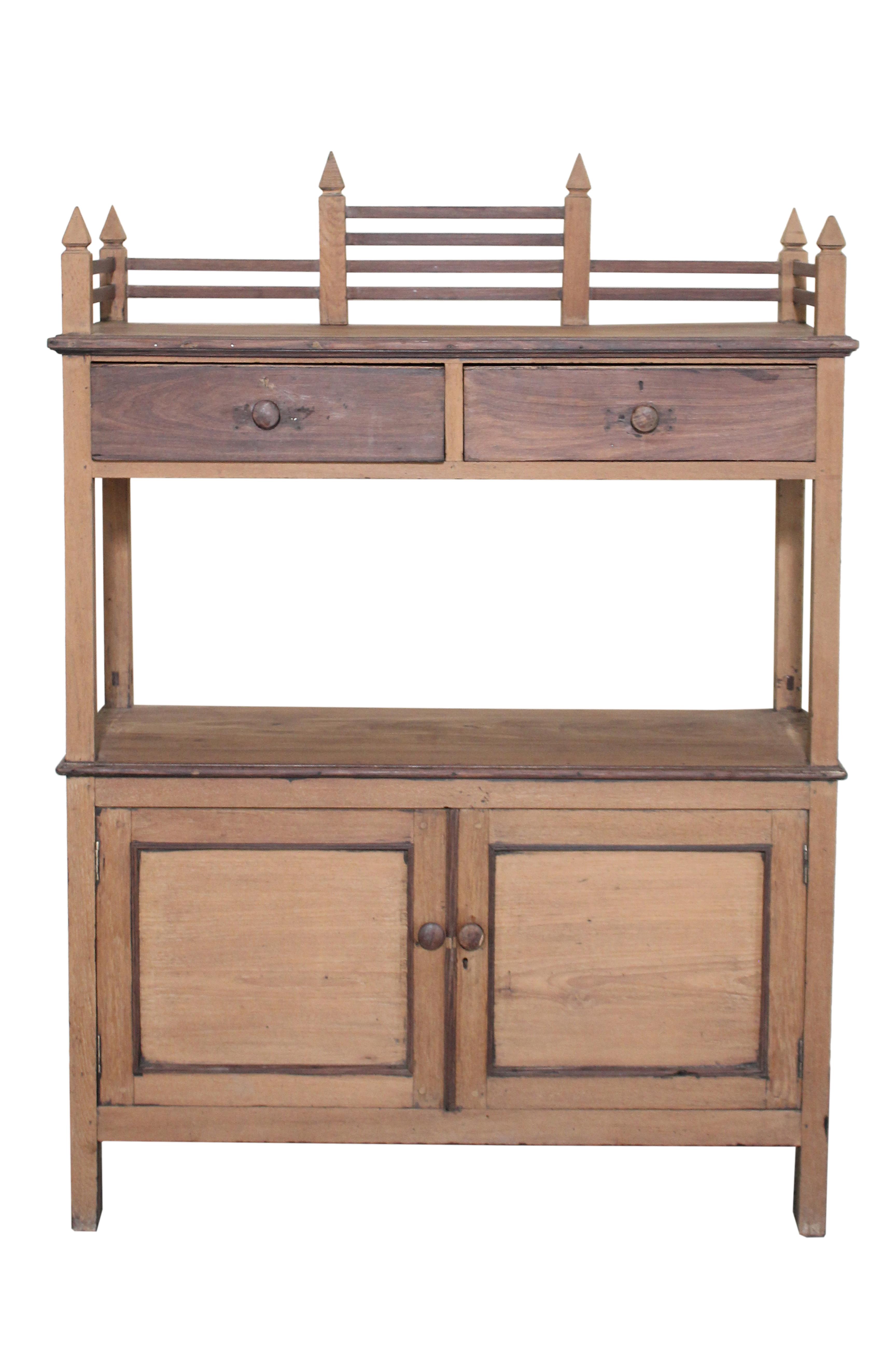 Desserte 2 tiroirs & 2 portes en teck ancien